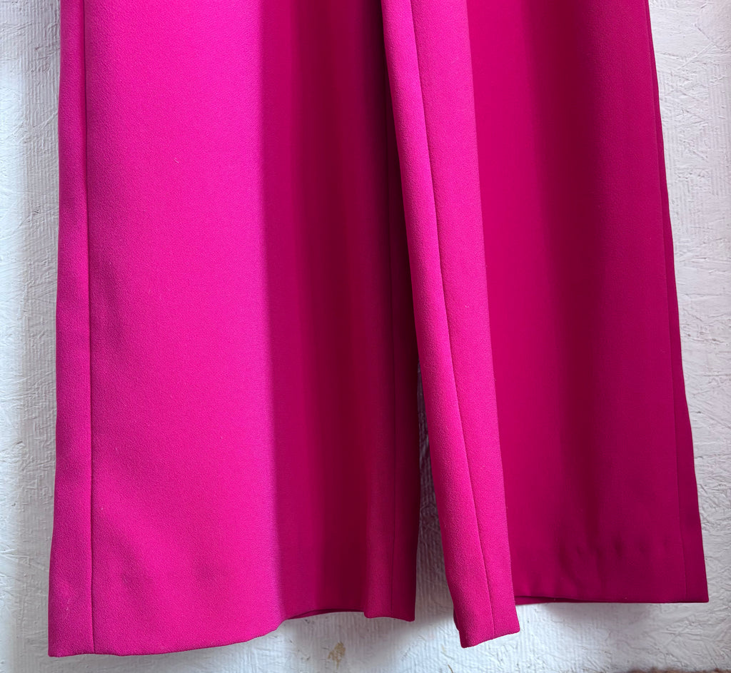 Zara Pink Sleeveless Belted High Neck Wide Leg Jumpsuit 70’s Inspired