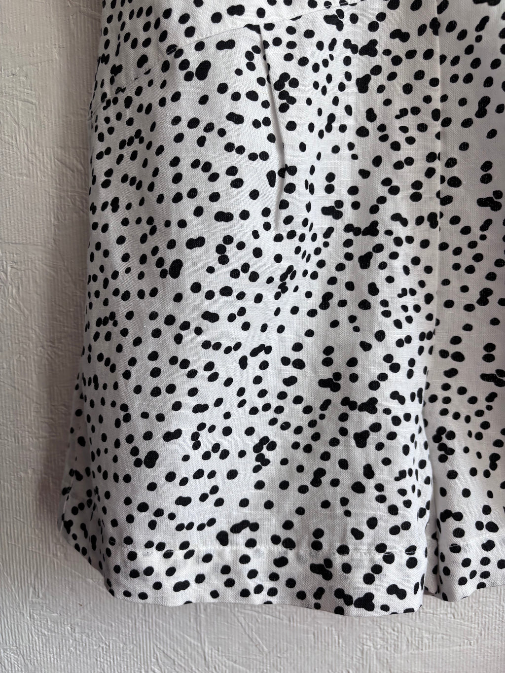 REISS Brinley Cotton Linen Micro Polka Dot Spaghetti Strap Playsuit Romper