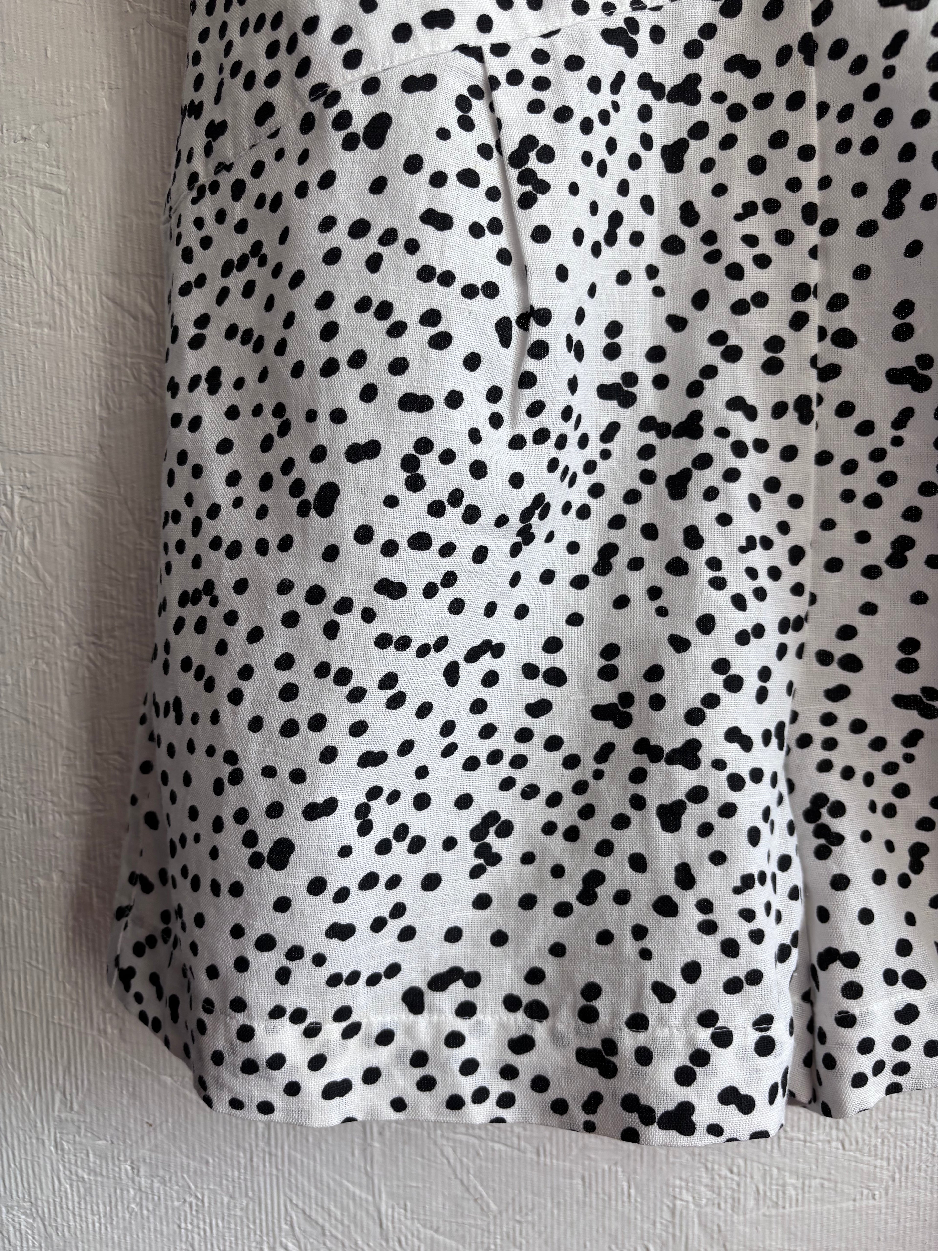 REISS Brinley Cotton Linen Micro Polka Dot Spaghetti Strap Playsuit Romper