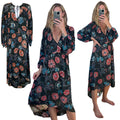 Revolve’s ASTR The Label Oversized Floral Boho Long Sleeve Hi Lo Tassel Drawstring Low Cut Maxi Dress