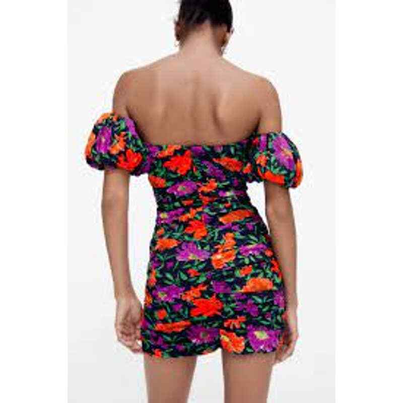 NWT Zara Bloggers Fave Ruched Bardot Off Shoulder Puff Sleeve 80’s Inspired Mini Dress&nbsp;