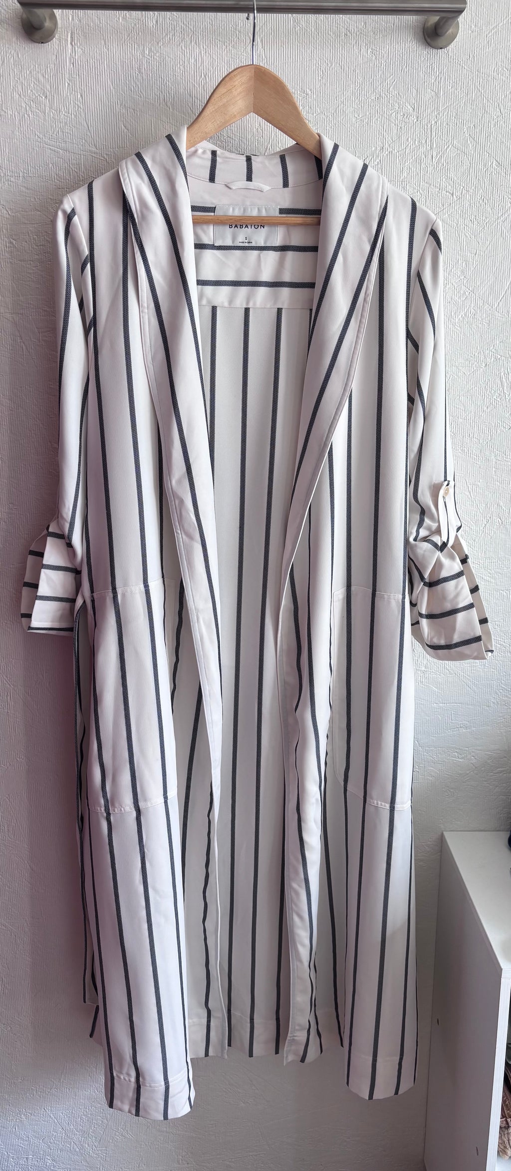 Babaton Aritzia Pinstripe Stripe Khalo Robe Belted Jacket