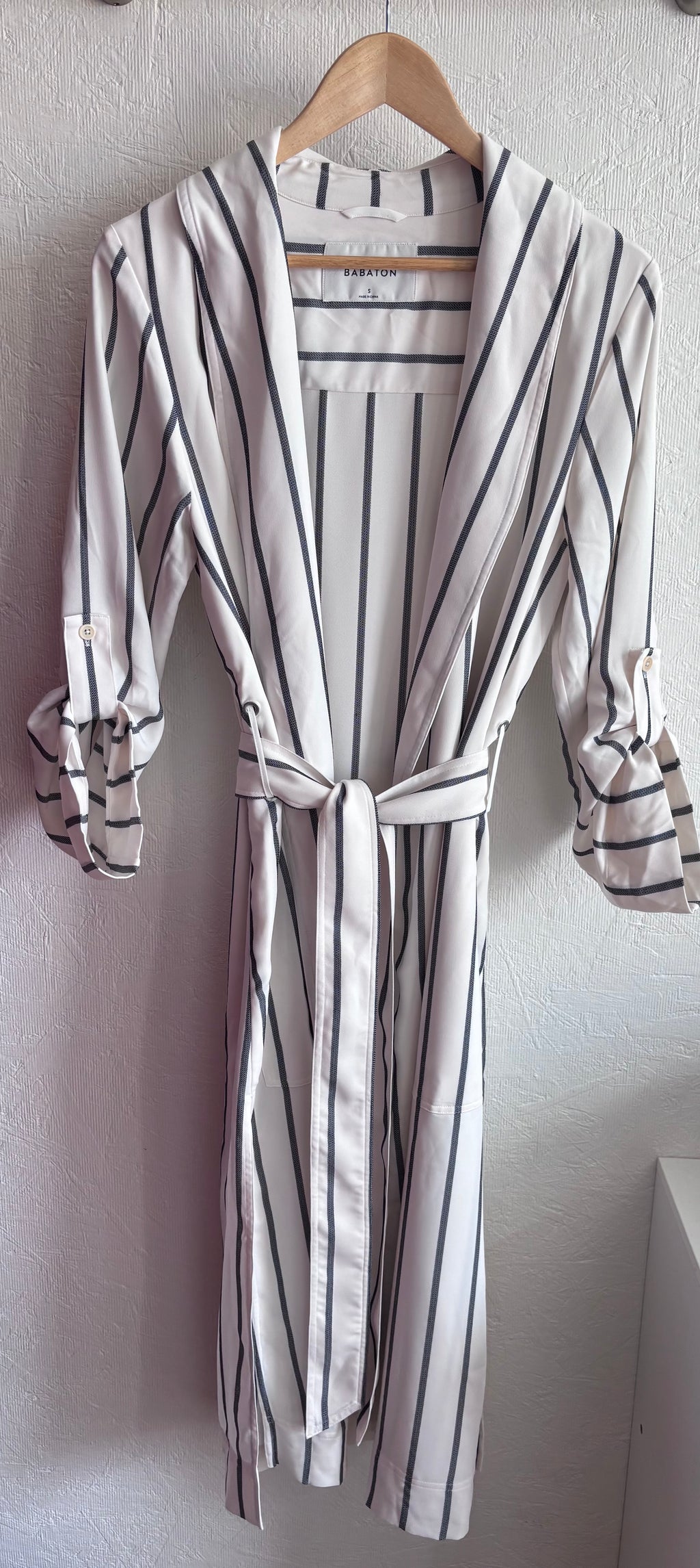 Babaton Aritzia Pinstripe Stripe Khalo Robe Belted Jacket