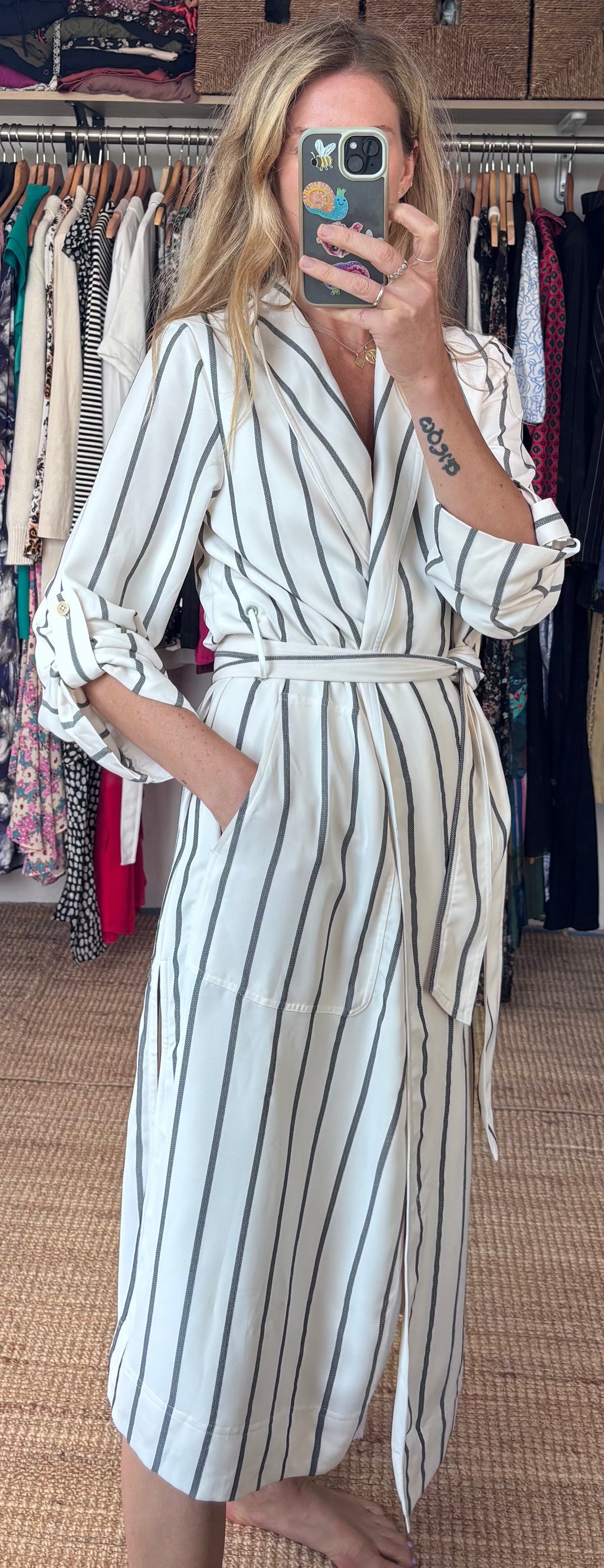 Babaton Aritzia Pinstripe Stripe Khalo Robe Belted Jacket
