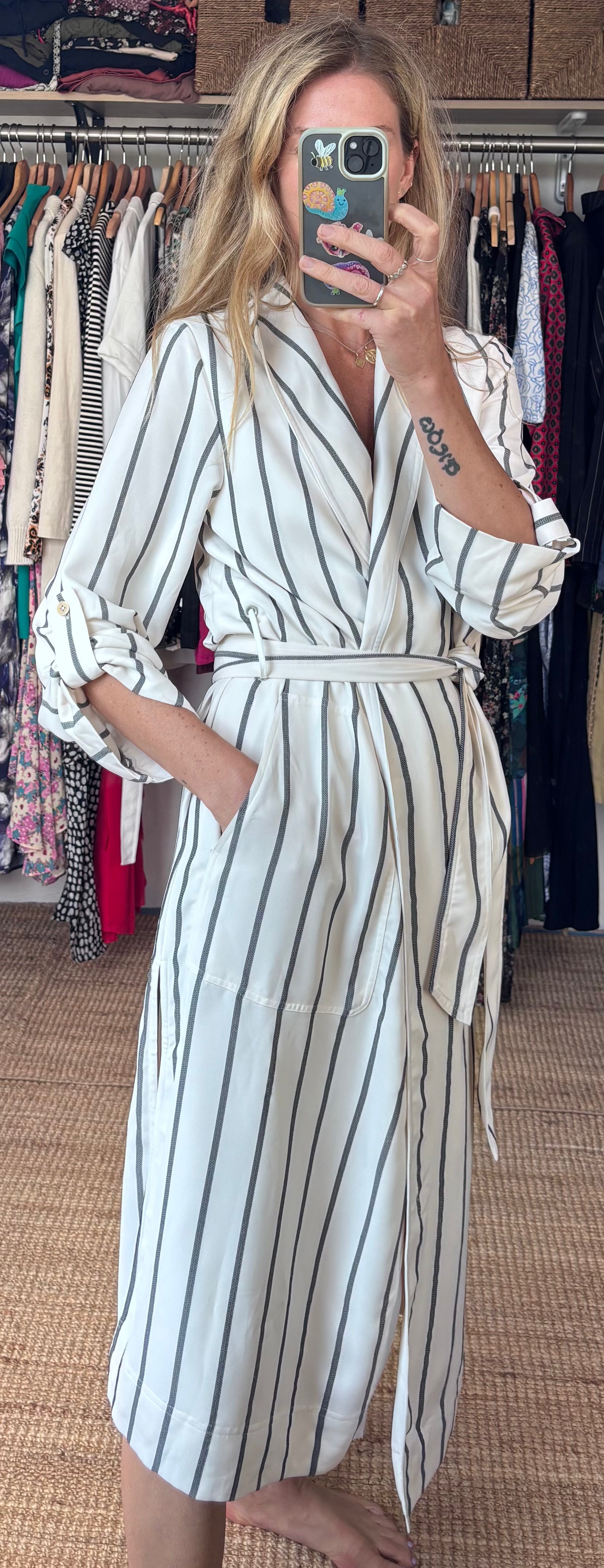 Babaton Aritzia Pinstripe Stripe Khalo Robe Belted Jacket