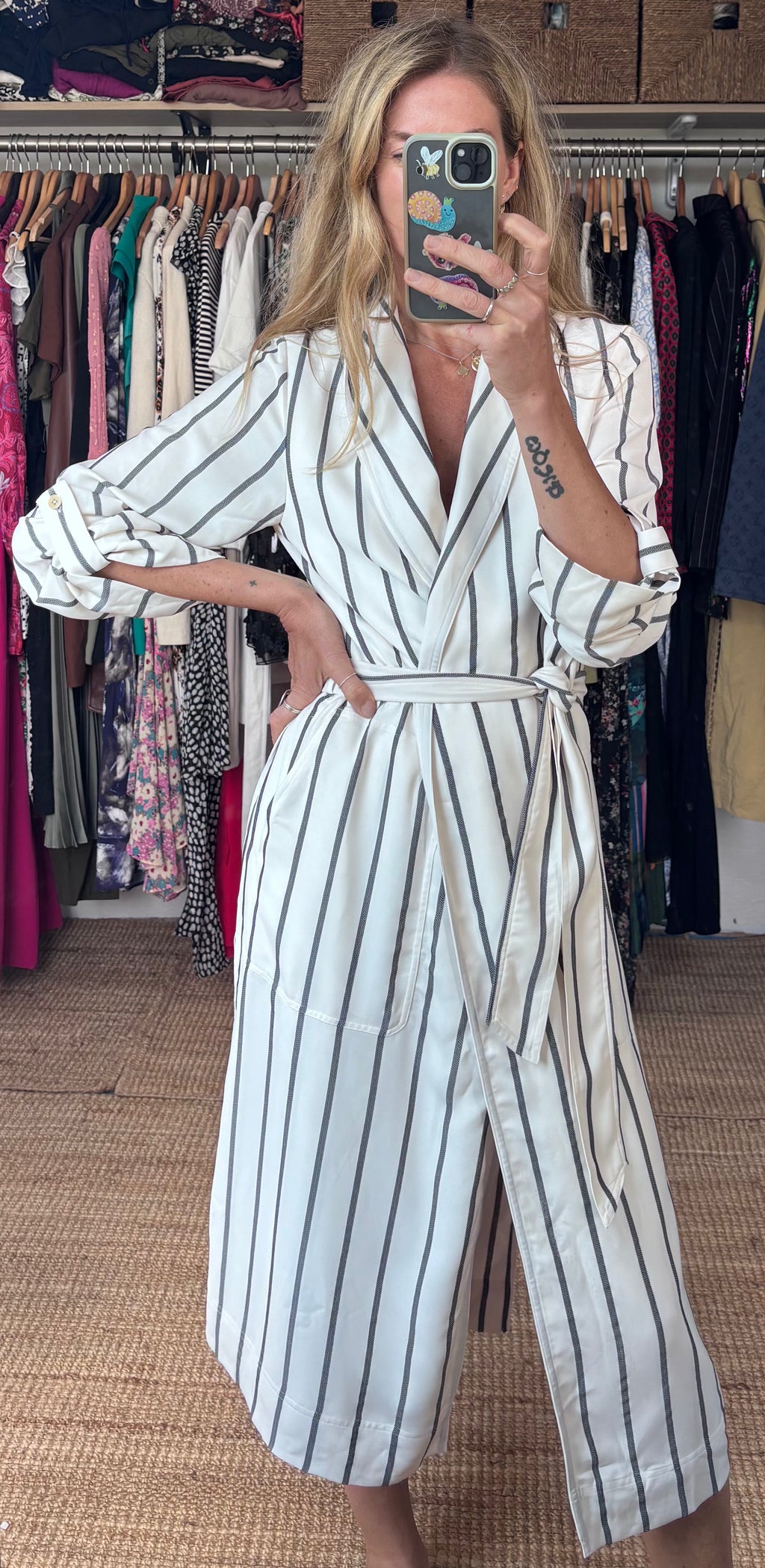 Babaton Aritzia Pinstripe Stripe Khalo Robe Belted Jacket
