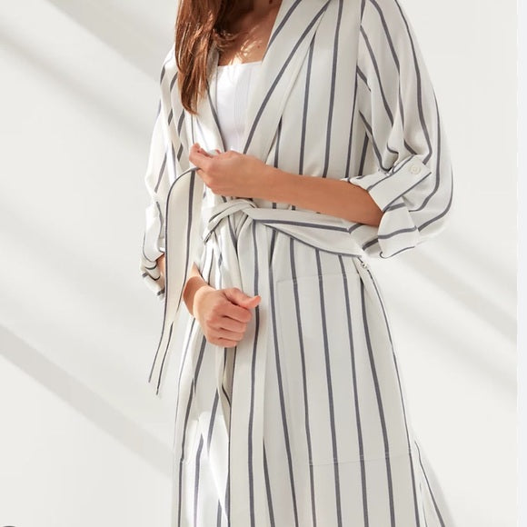 Babaton Aritzia Pinstripe Stripe Khalo Robe Belted Jacket