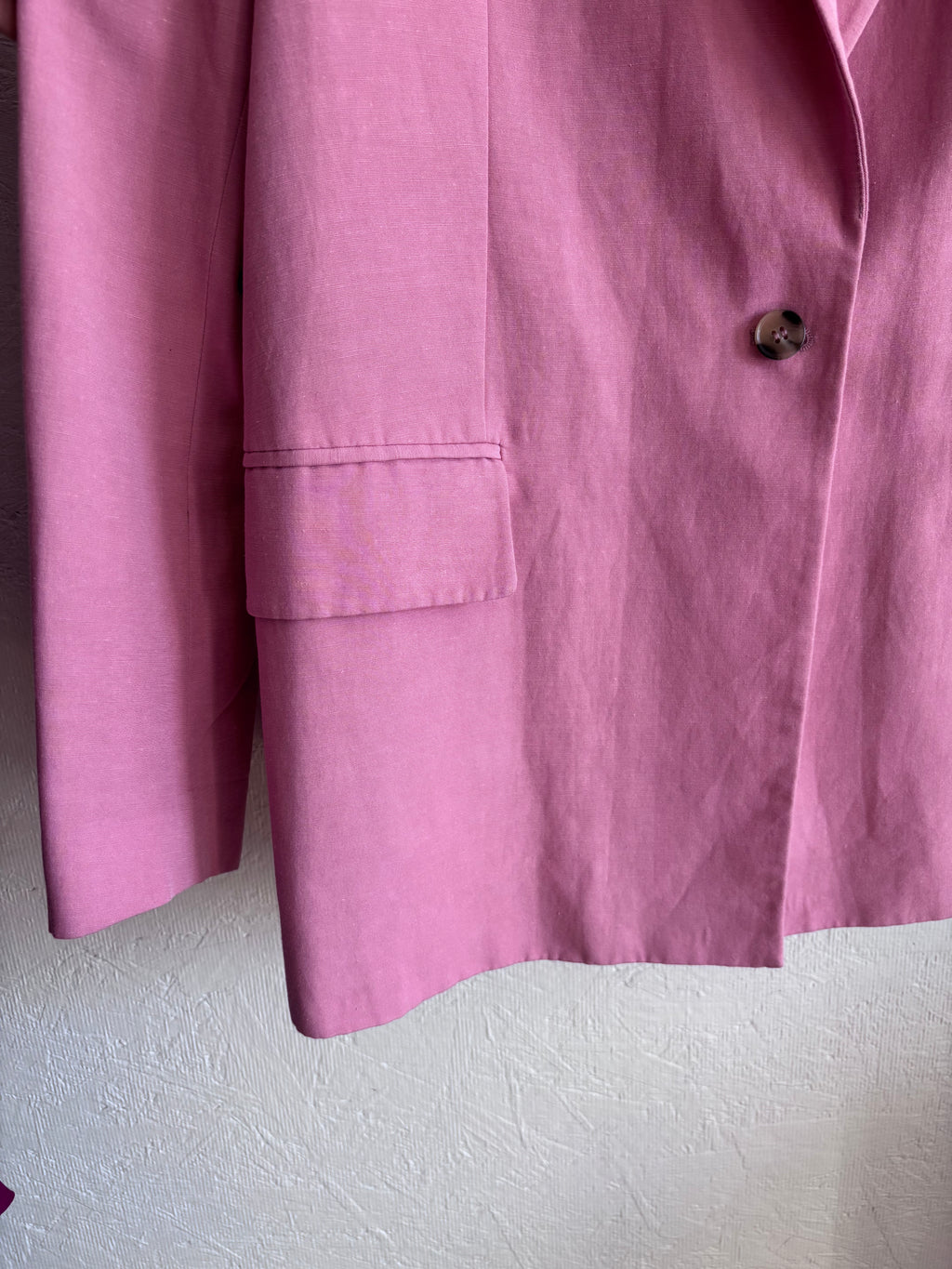 Zara Blush Rose Pink Oversized Linen Blend Single Button Tailored Blazer Jacket