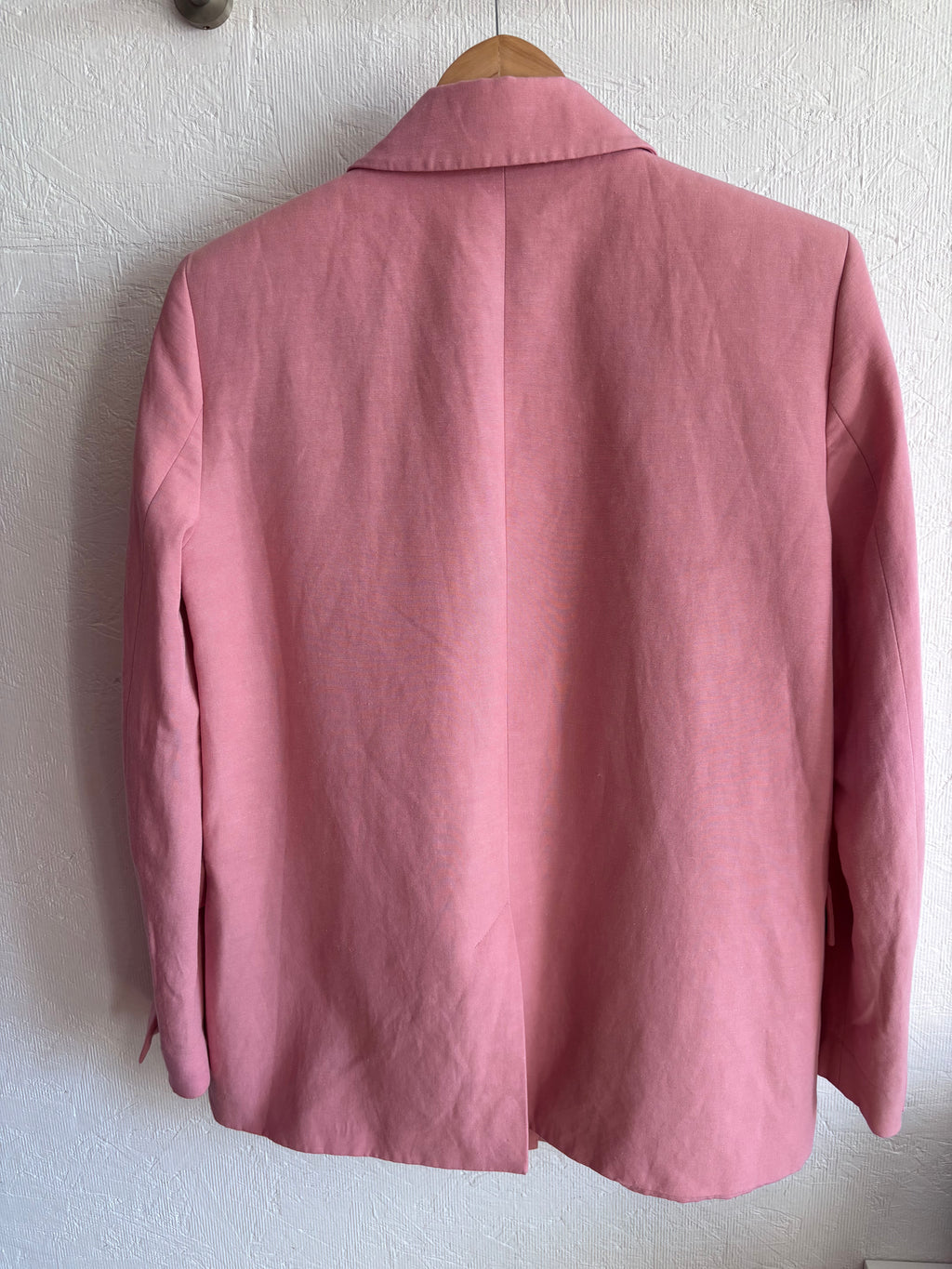 Zara Blush Rose Pink Oversized Linen Blend Single Button Tailored Blazer Jacket