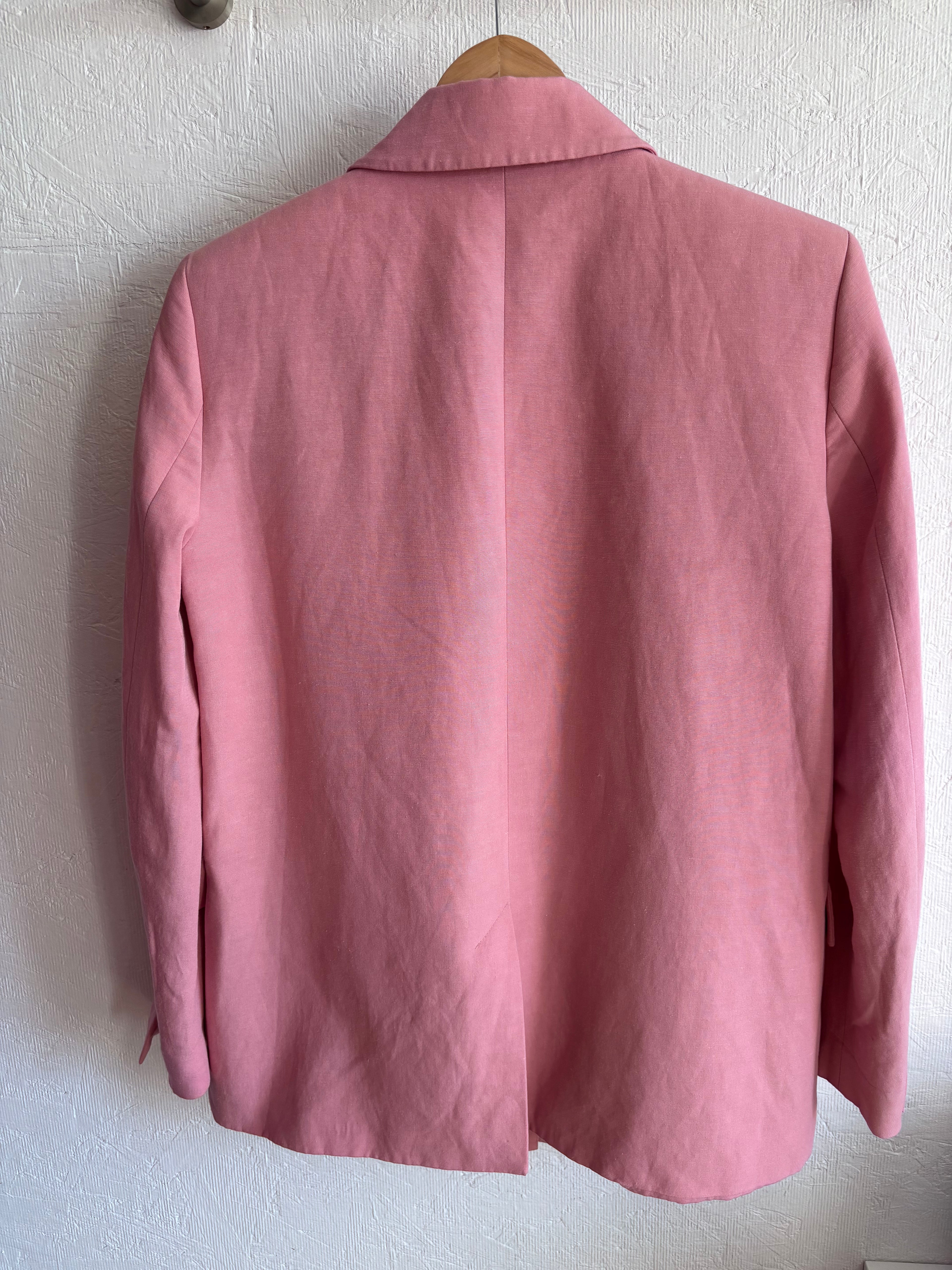 Zara Blush Rose Pink Oversized Linen Blend Single Button Tailored Blazer Jacket