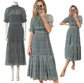 Proenza Schouler Silk Long Ruffle Raw Edge Hem Mock Neck A Line Maxi Dress