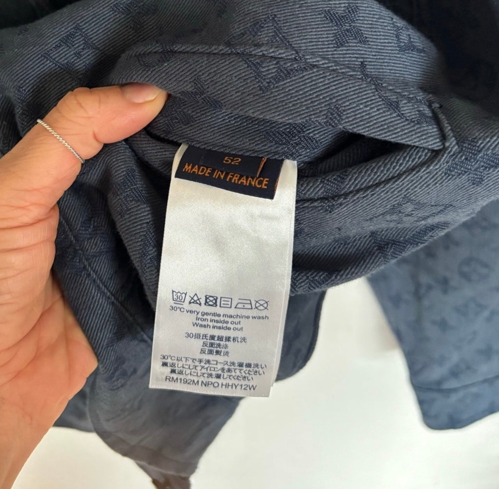 Authentic 2019 Louis Vuitton Blue Monogram Denim Button Front Trucker Jacket