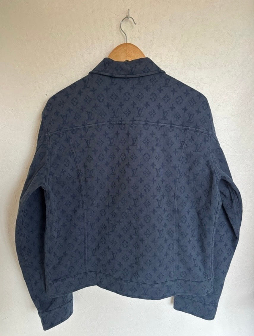 Authentic 2019 Louis Vuitton Blue Monogram Denim Button Front Trucker Jacket