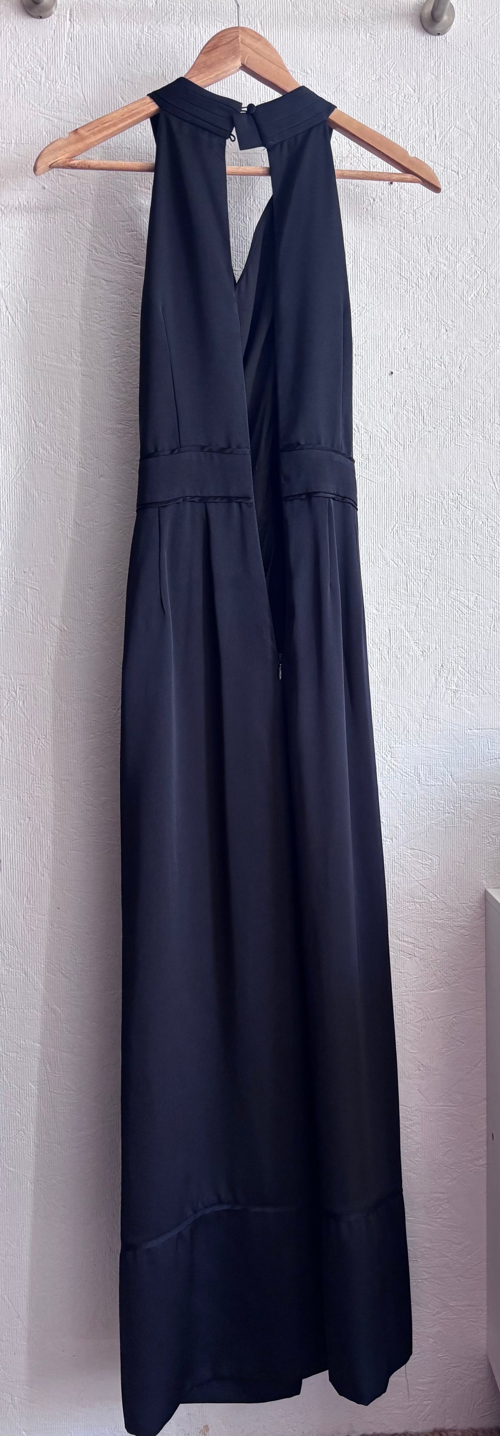 French Connection Harlow Halter Satin Cross Neck Wide Leg Palazzo Jumpsuit