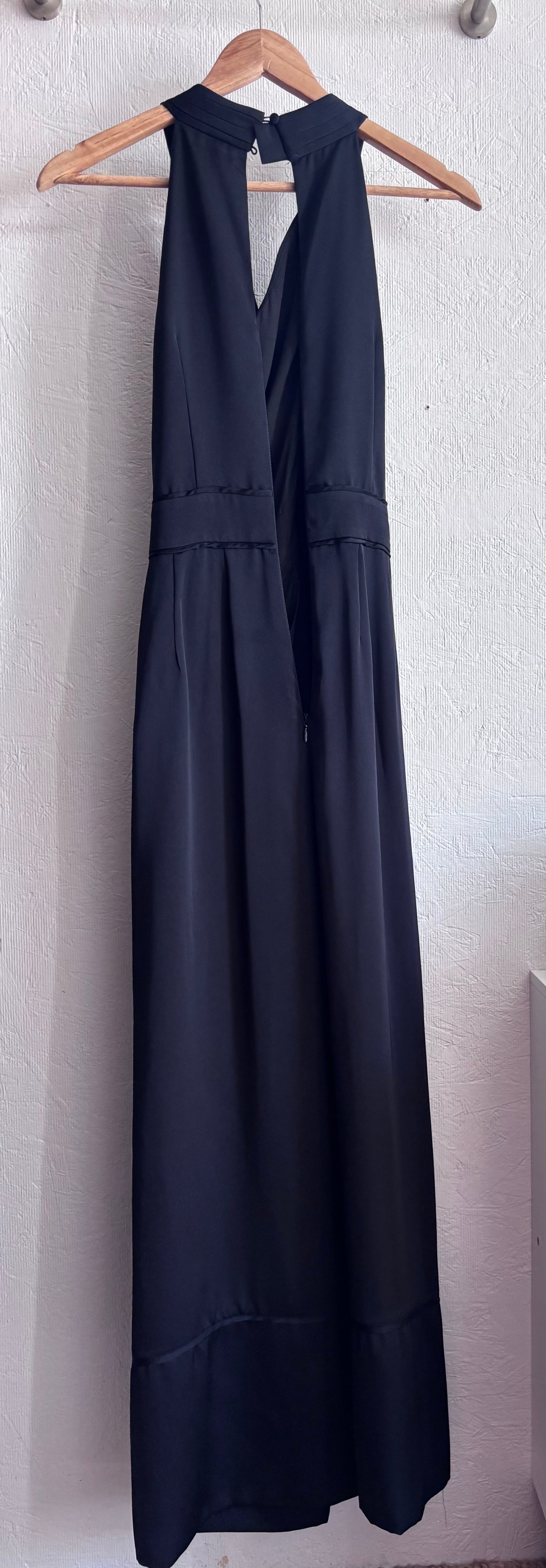 French Connection Harlow Halter Satin Cross Neck Wide Leg Palazzo Jumpsuit