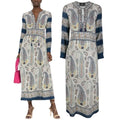ETRO Mosaic Paisley Print Tassel Long Sleeve Maxi Boho Dress