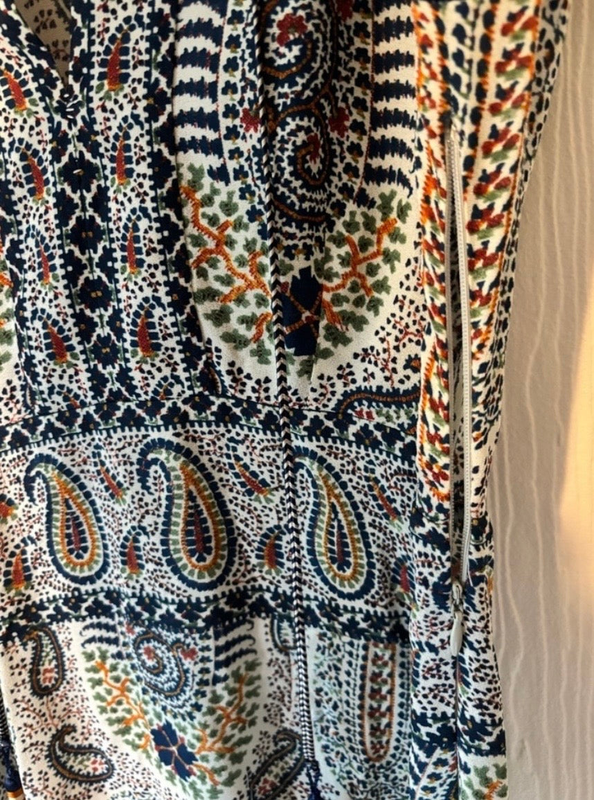 ETRO Mosaic Paisley Print Tassel Long Sleeve Maxi Boho Dress