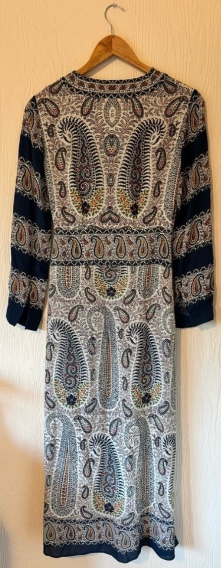 ETRO Mosaic Paisley Print Tassel Long Sleeve Maxi Boho Dress