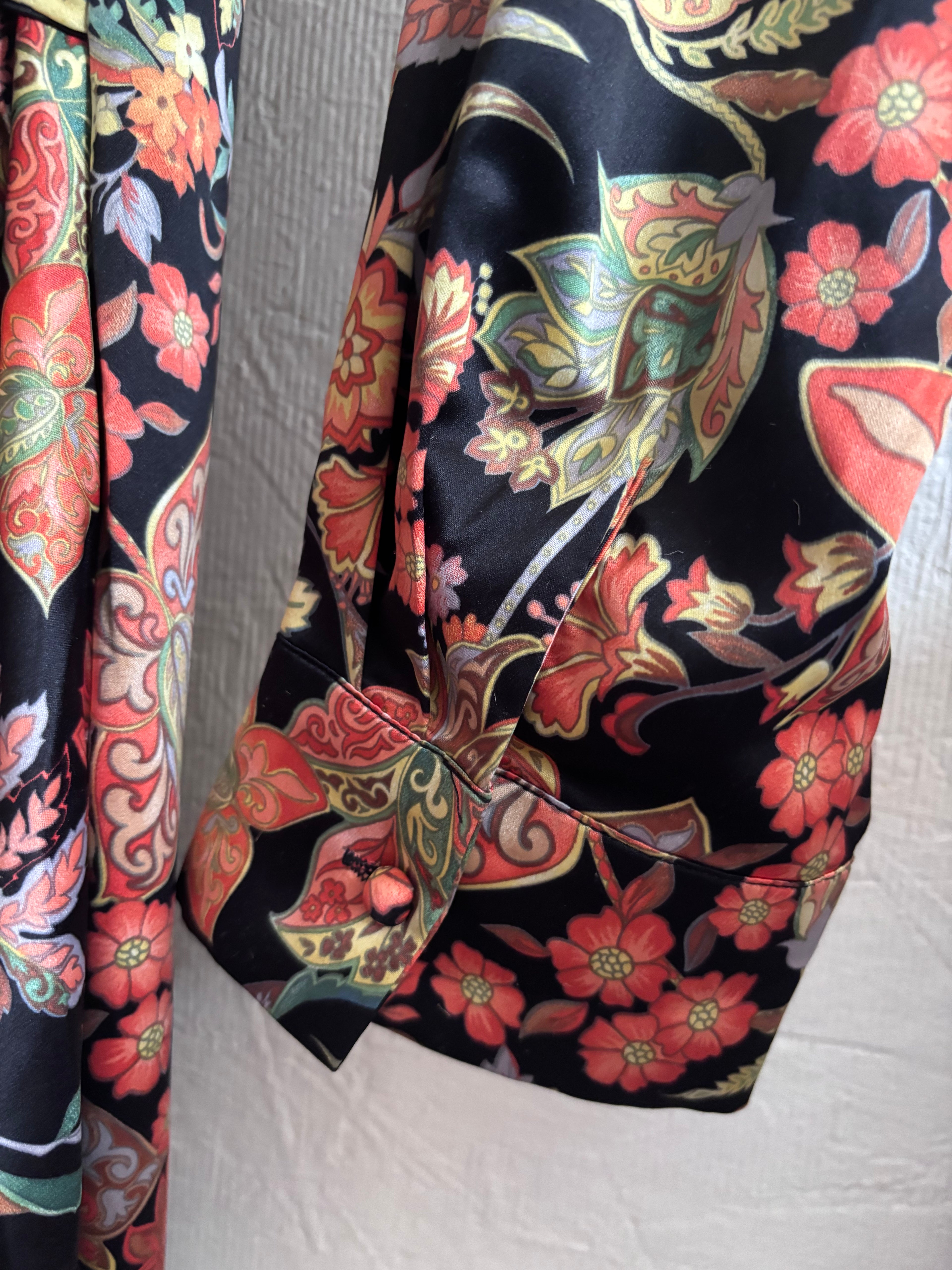 Olivia + James Paisley Satin Effect Wrap Ruched Collared Shirt Mini Dress