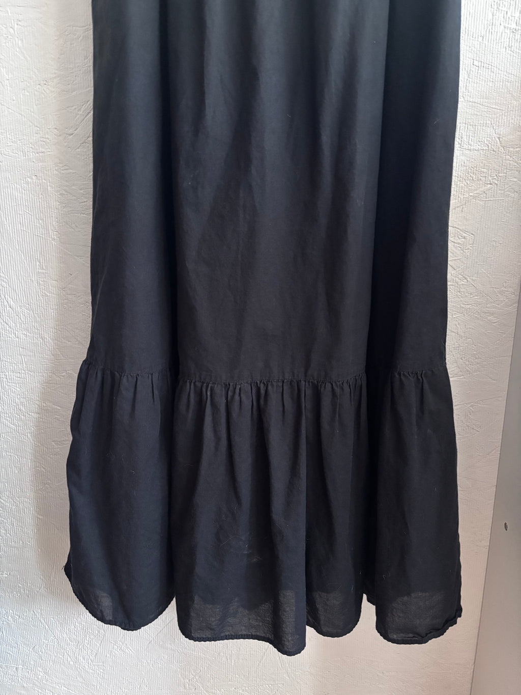 Zara Black 100% Cotton Open Back Backless Eyelet Midi Maxi Shirred Square Neckline Boho Prairie Dress