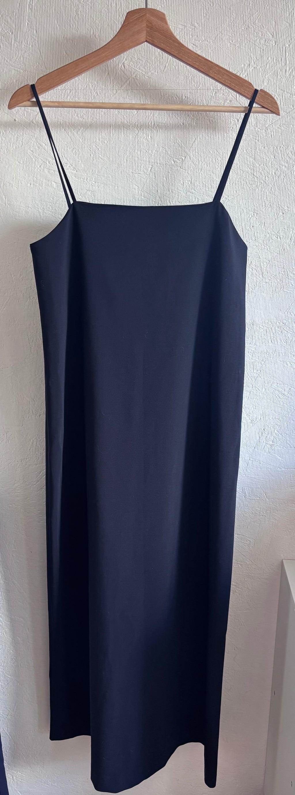 NWT Zara Navy Blue Minimalist Spaghetti Strap Wool Blend Midi Maxi Dress