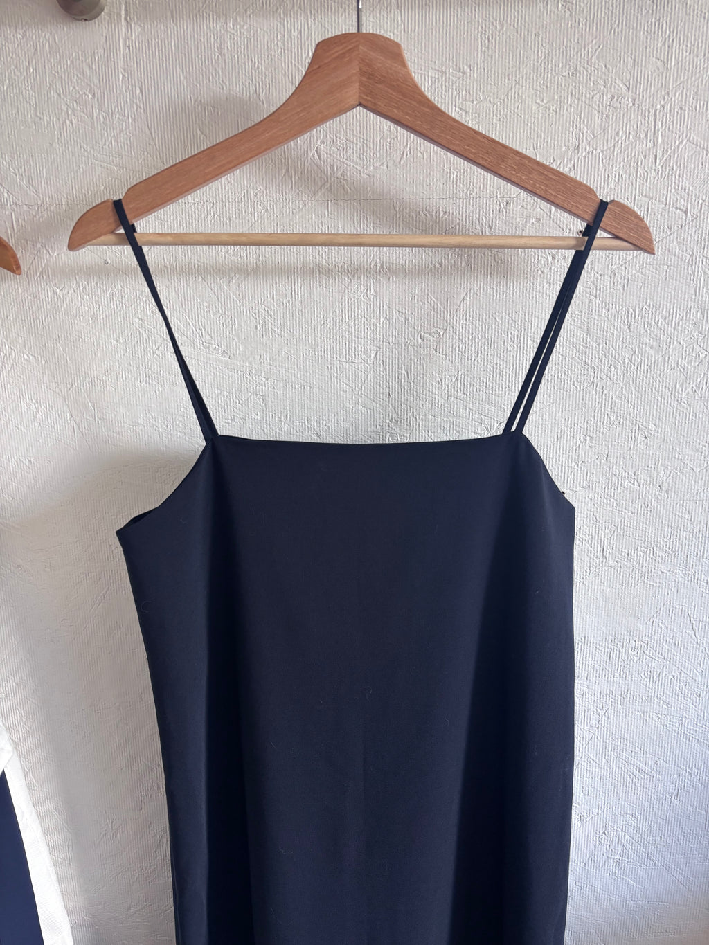 NWT Zara Navy Blue Minimalist Spaghetti Strap Wool Blend Midi Maxi Dress