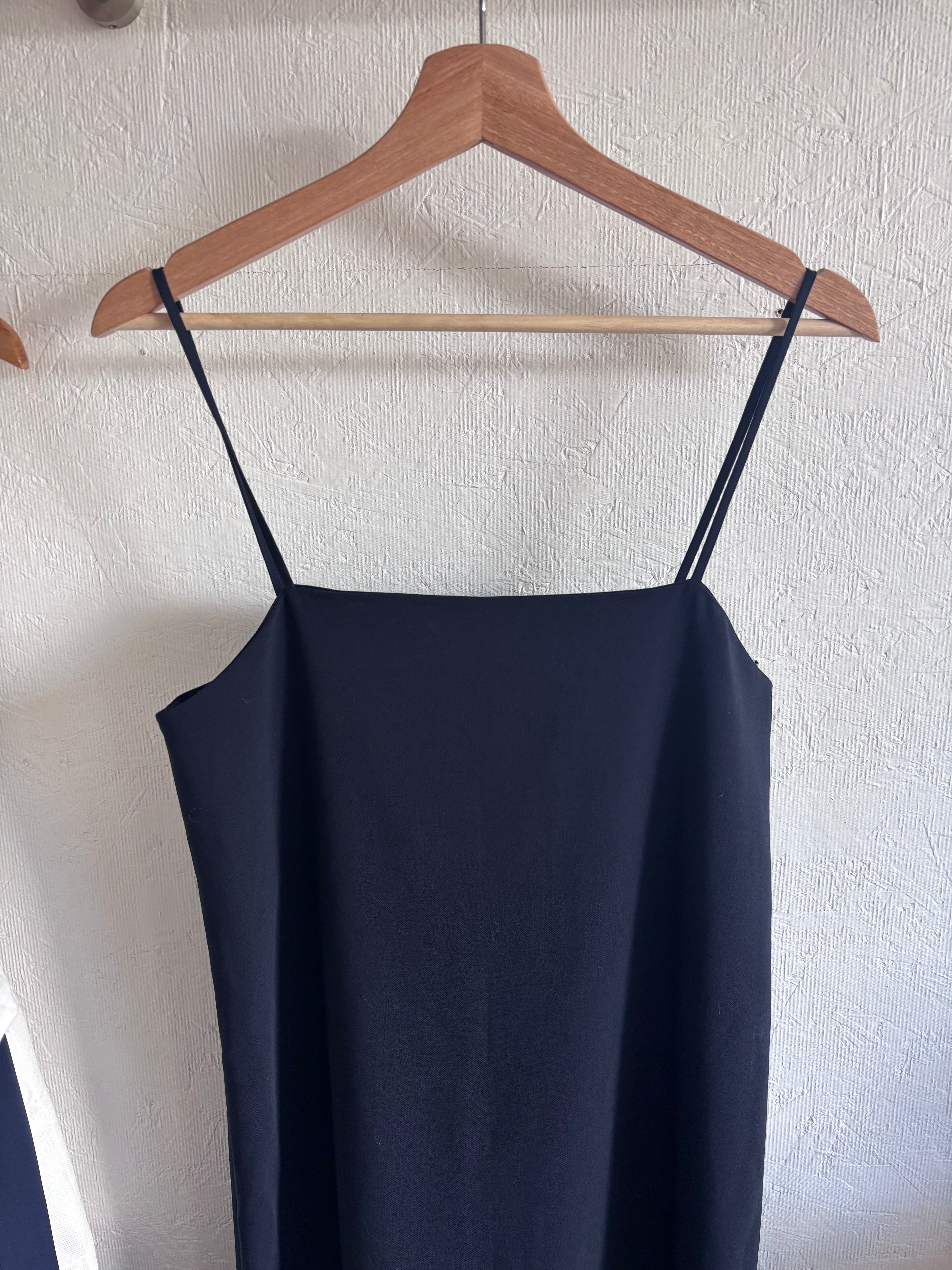 NWT Zara Navy Blue Minimalist Spaghetti Strap Wool Blend Midi Maxi Dress