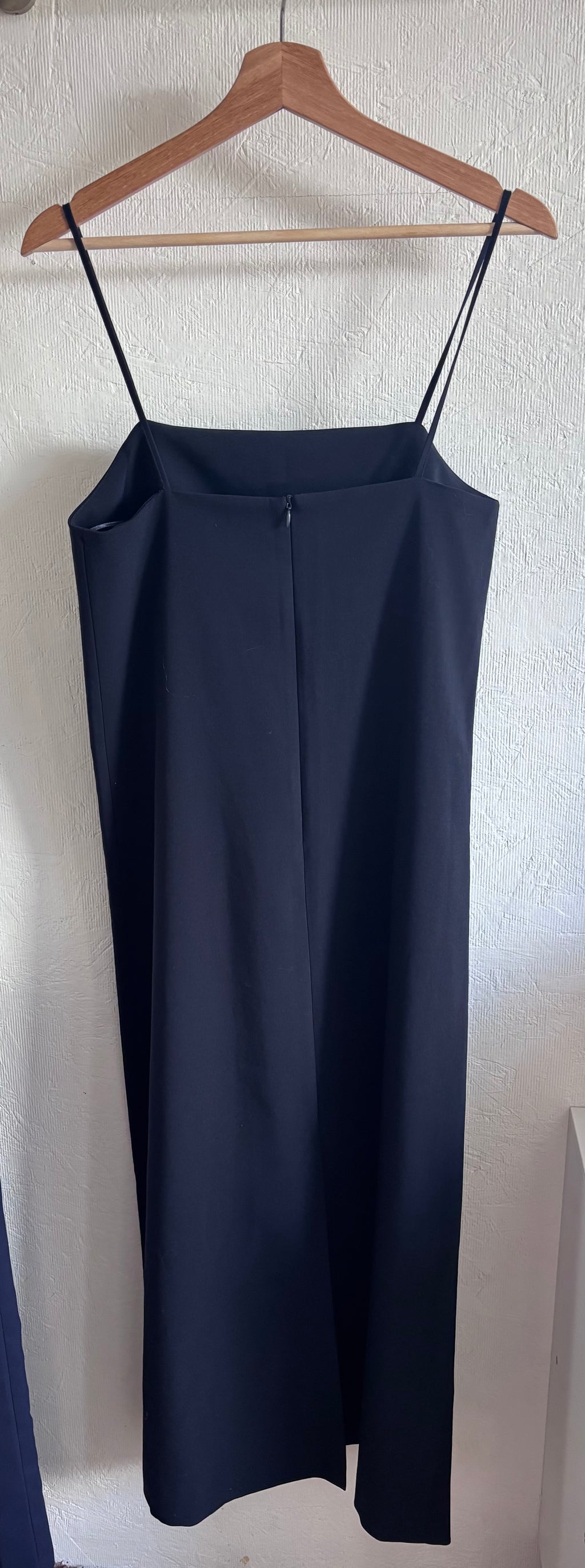 NWT Zara Navy Blue Minimalist Spaghetti Strap Wool Blend Midi Maxi Dress