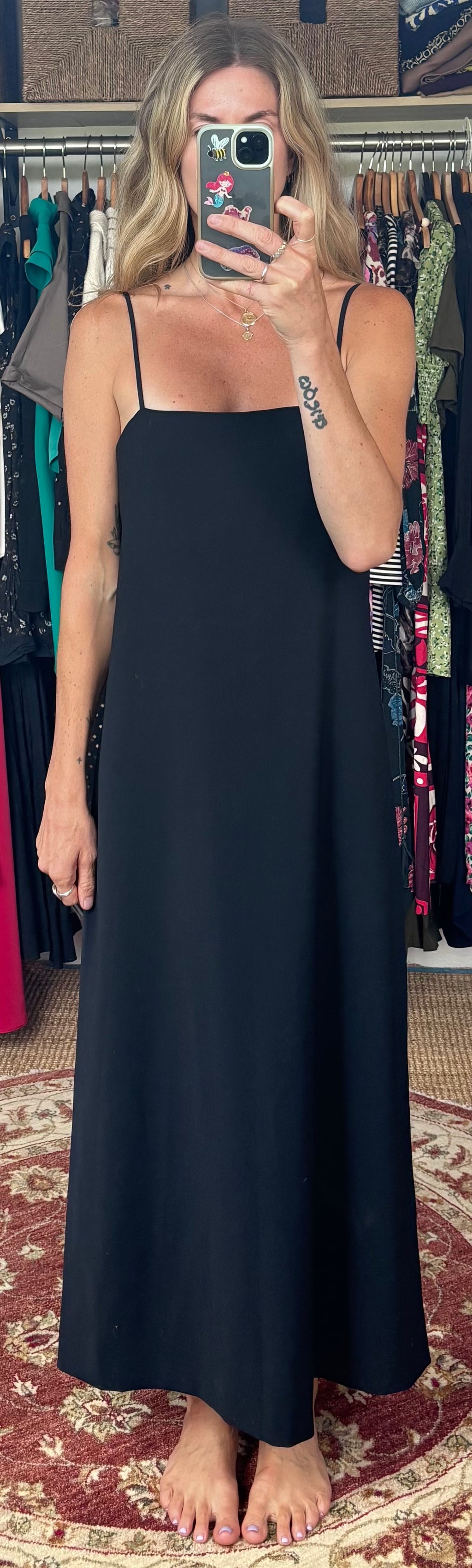 NWT Zara Navy Blue Minimalist Spaghetti Strap Wool Blend Midi Maxi Dress
