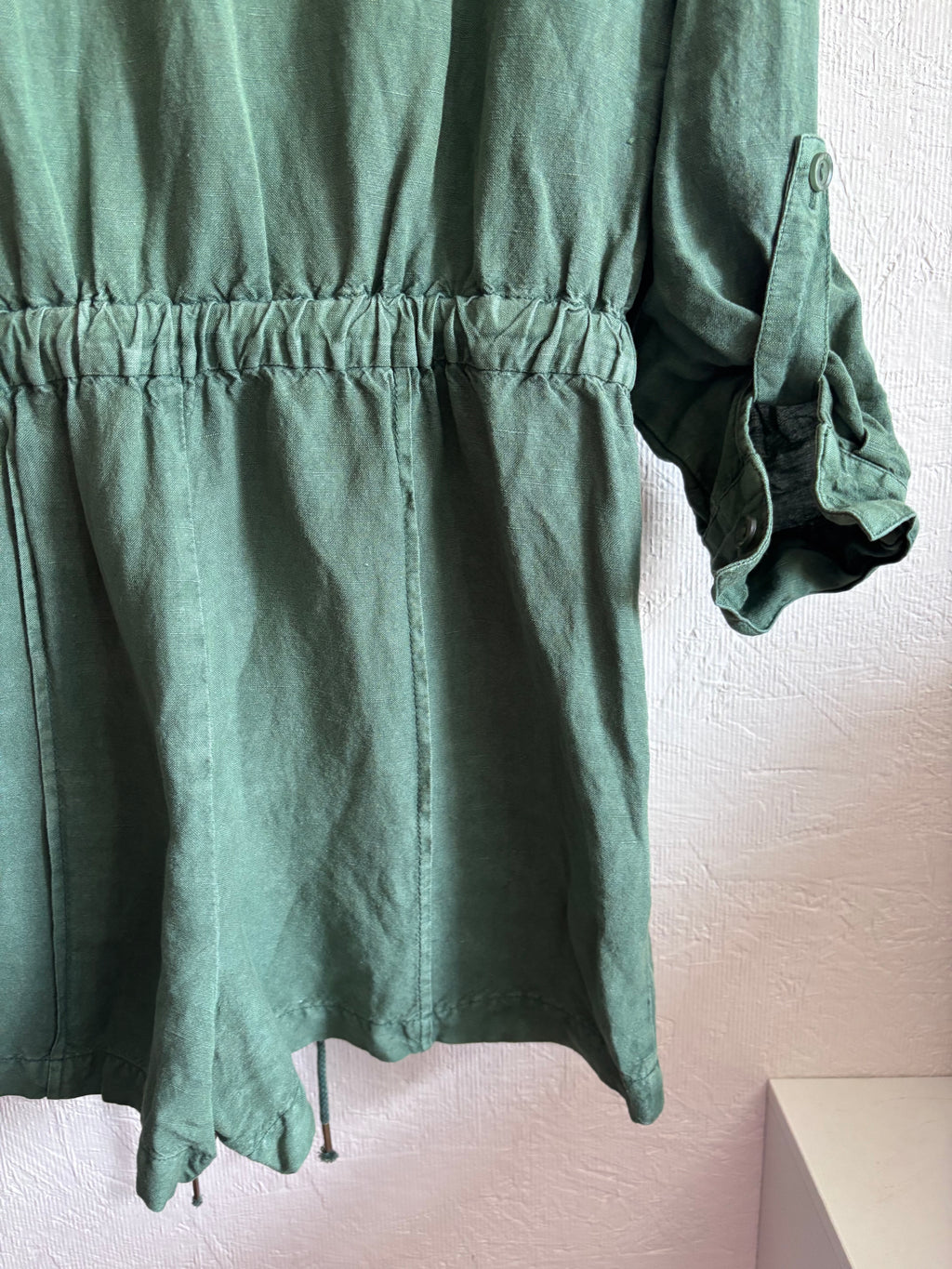 NWT YFB Young Fabulous and Broke Green Linen Blend Button Down Utility Lakeside Romper