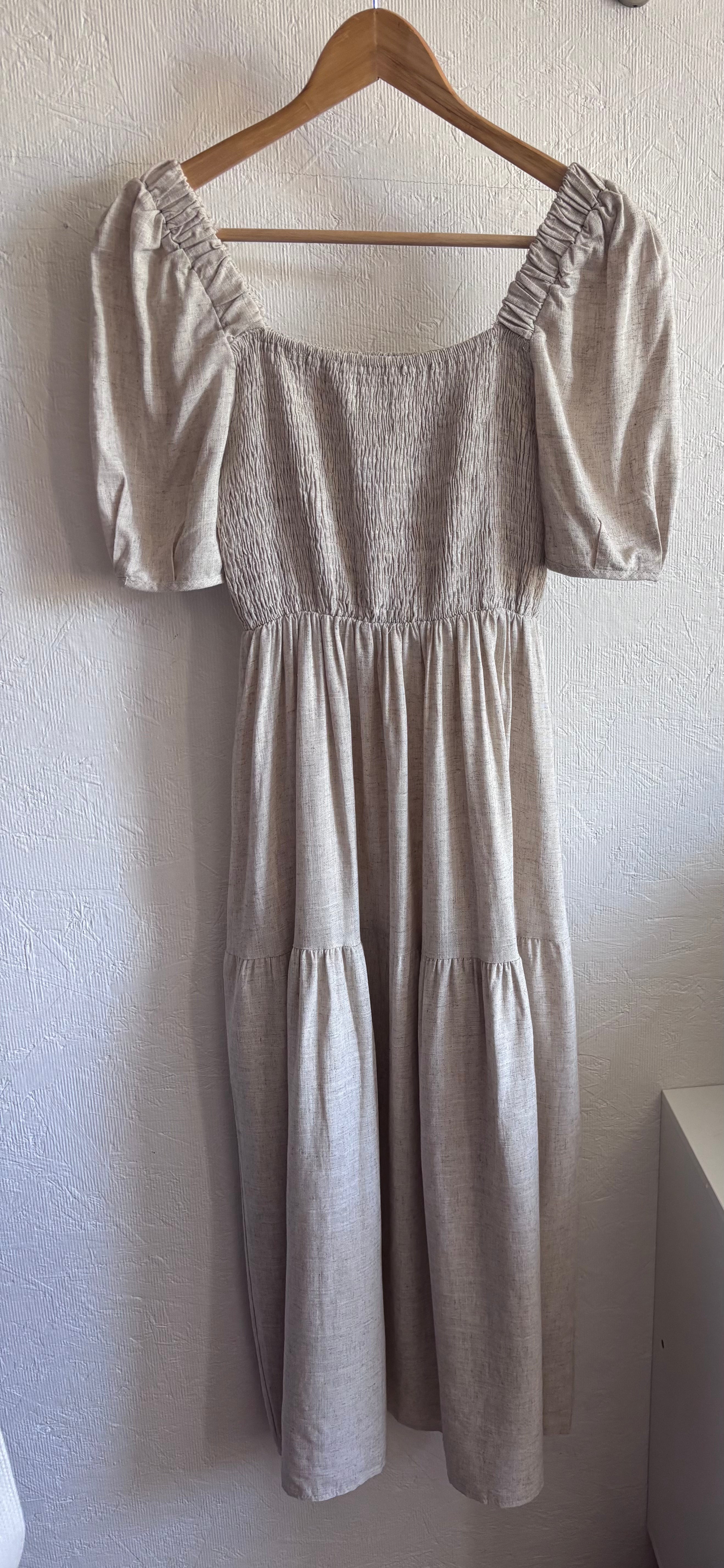 NWT Oak + Fort Cream Ecru Oatmeal Linen Blend Maxi Midi Dress