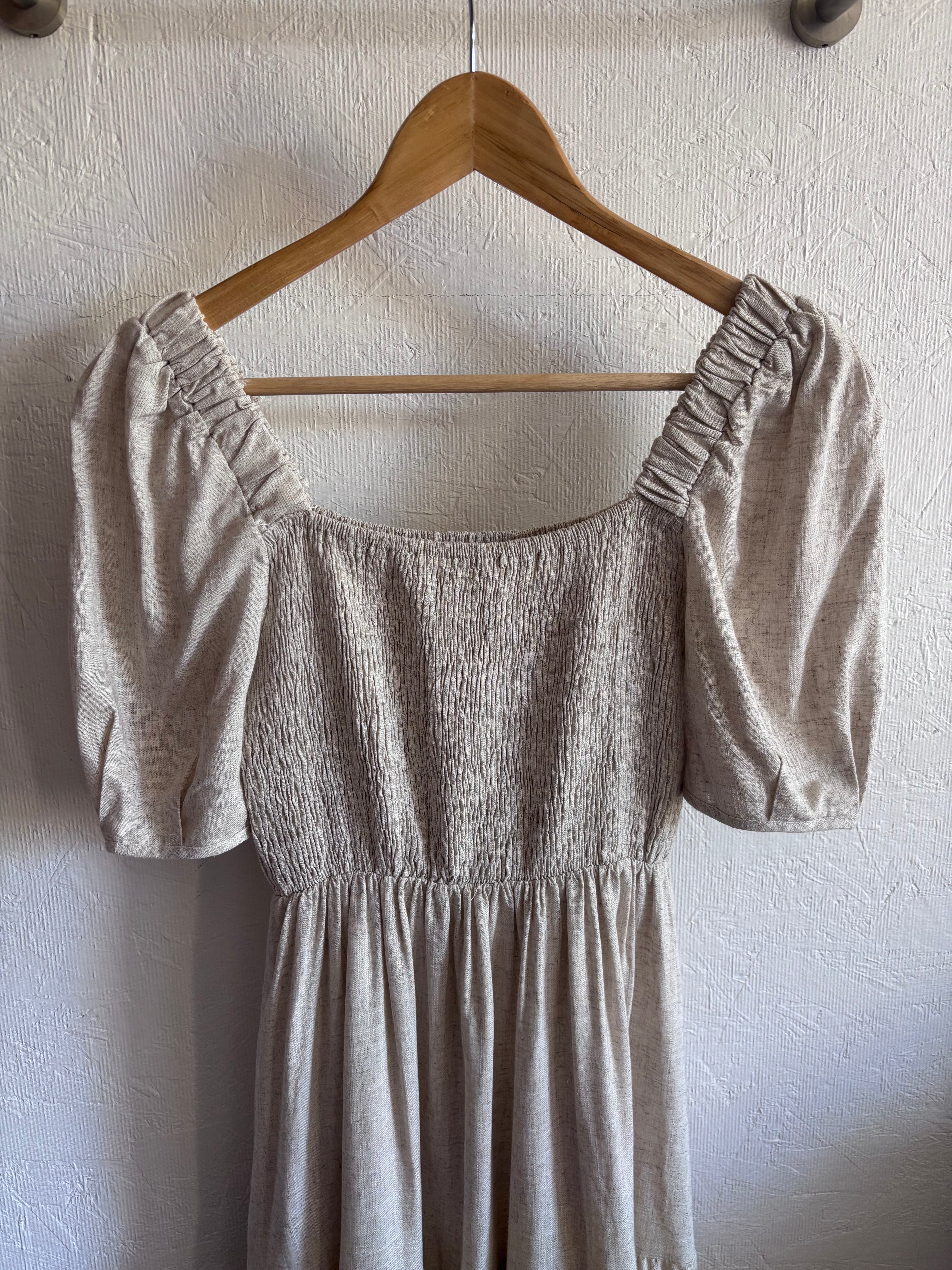 NWT Oak + Fort Cream Ecru Oatmeal Linen Blend Maxi Midi Dress