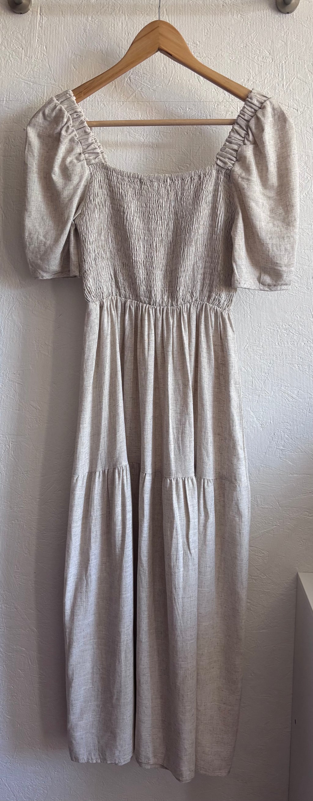 NWT Oak + Fort Cream Ecru Oatmeal Linen Blend Maxi Midi Dress