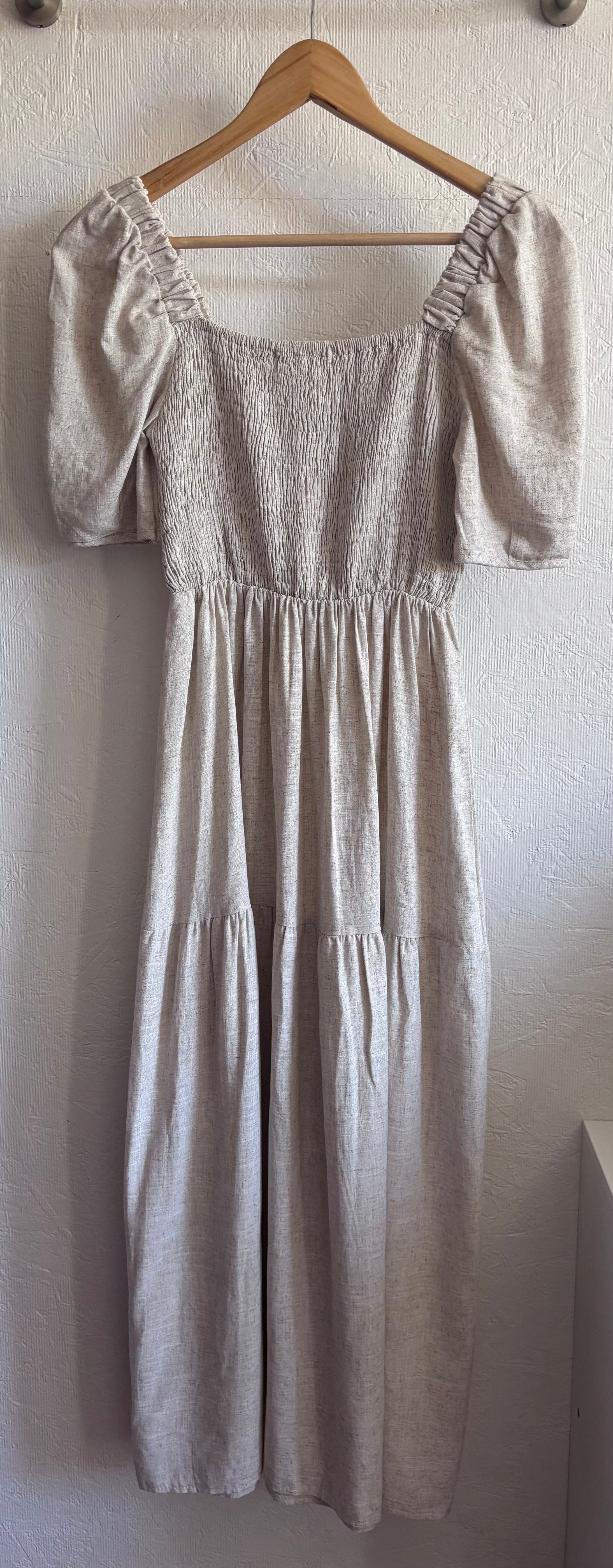 NWT Oak + Fort Cream Ecru Oatmeal Linen Blend Maxi Midi Dress
