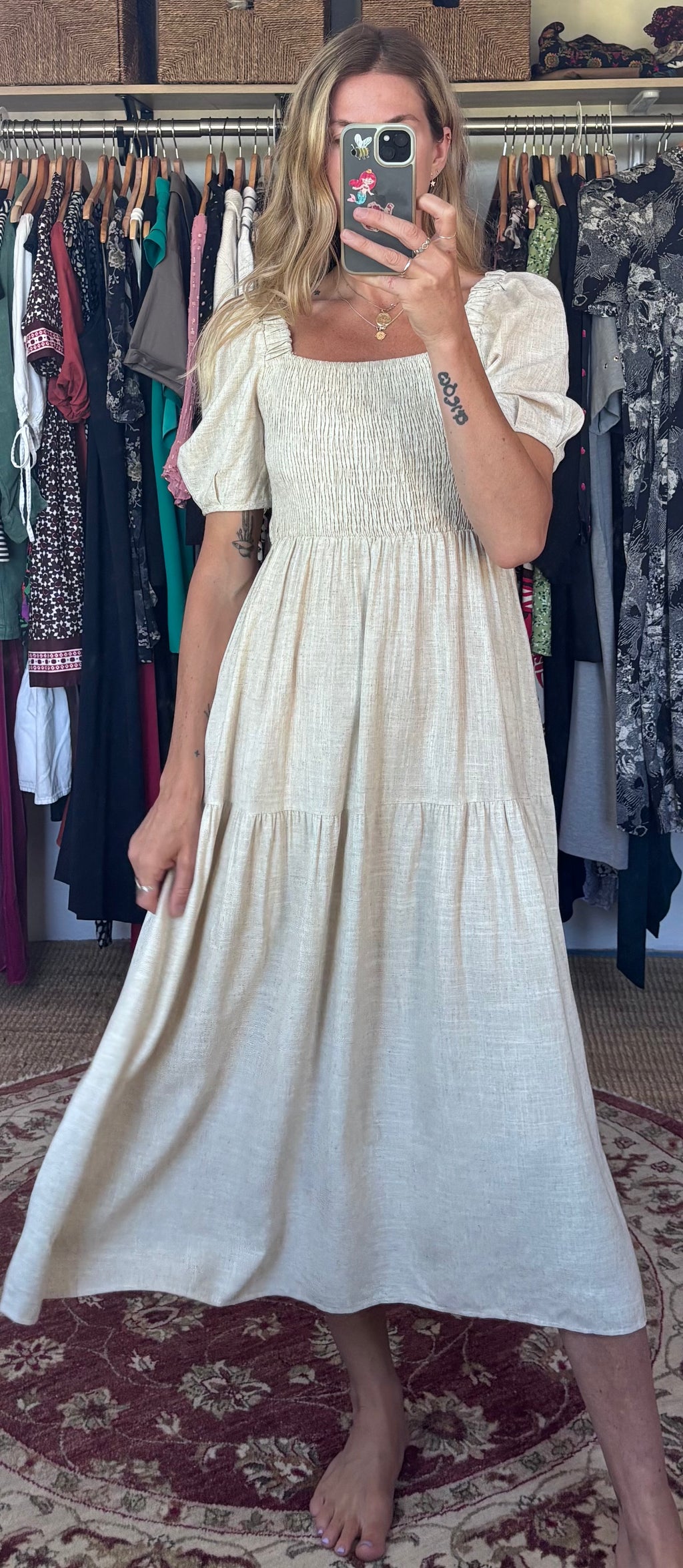 NWT Oak + Fort Cream Ecru Oatmeal Linen Blend Maxi Midi Dress