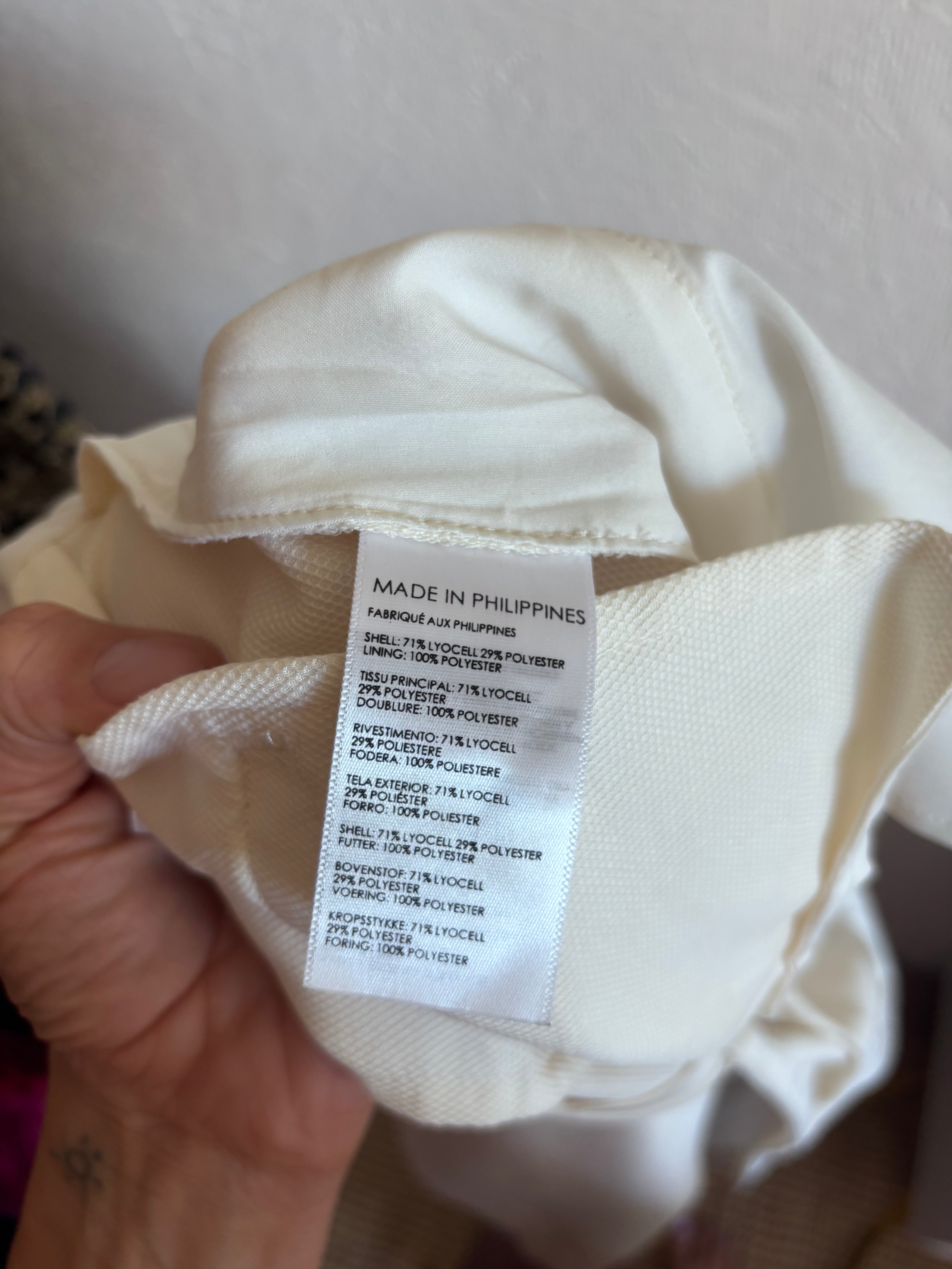Club Monaco Crepe Textured Cream Spaghetti Strap Romper Playsuit with Pockets