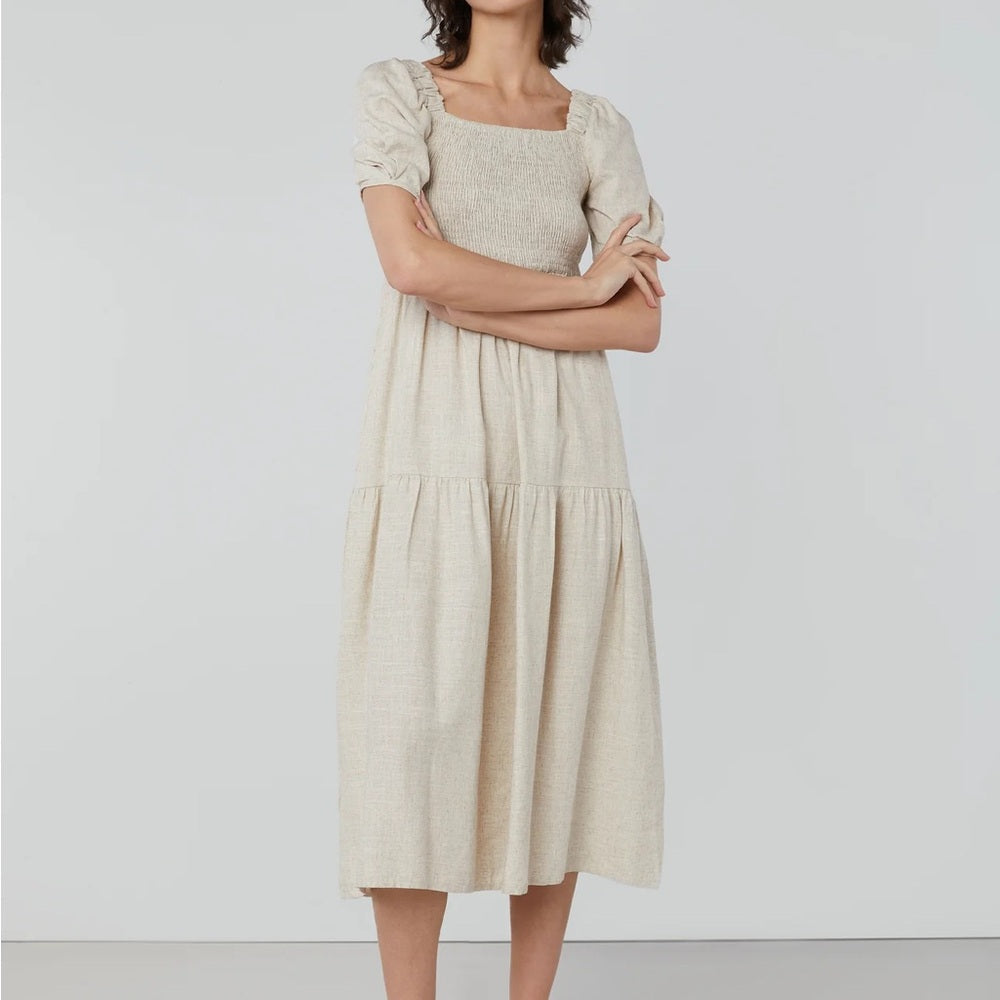 NWT Oak + Fort Cream Ecru Oatmeal Linen Blend Maxi Midi Dress