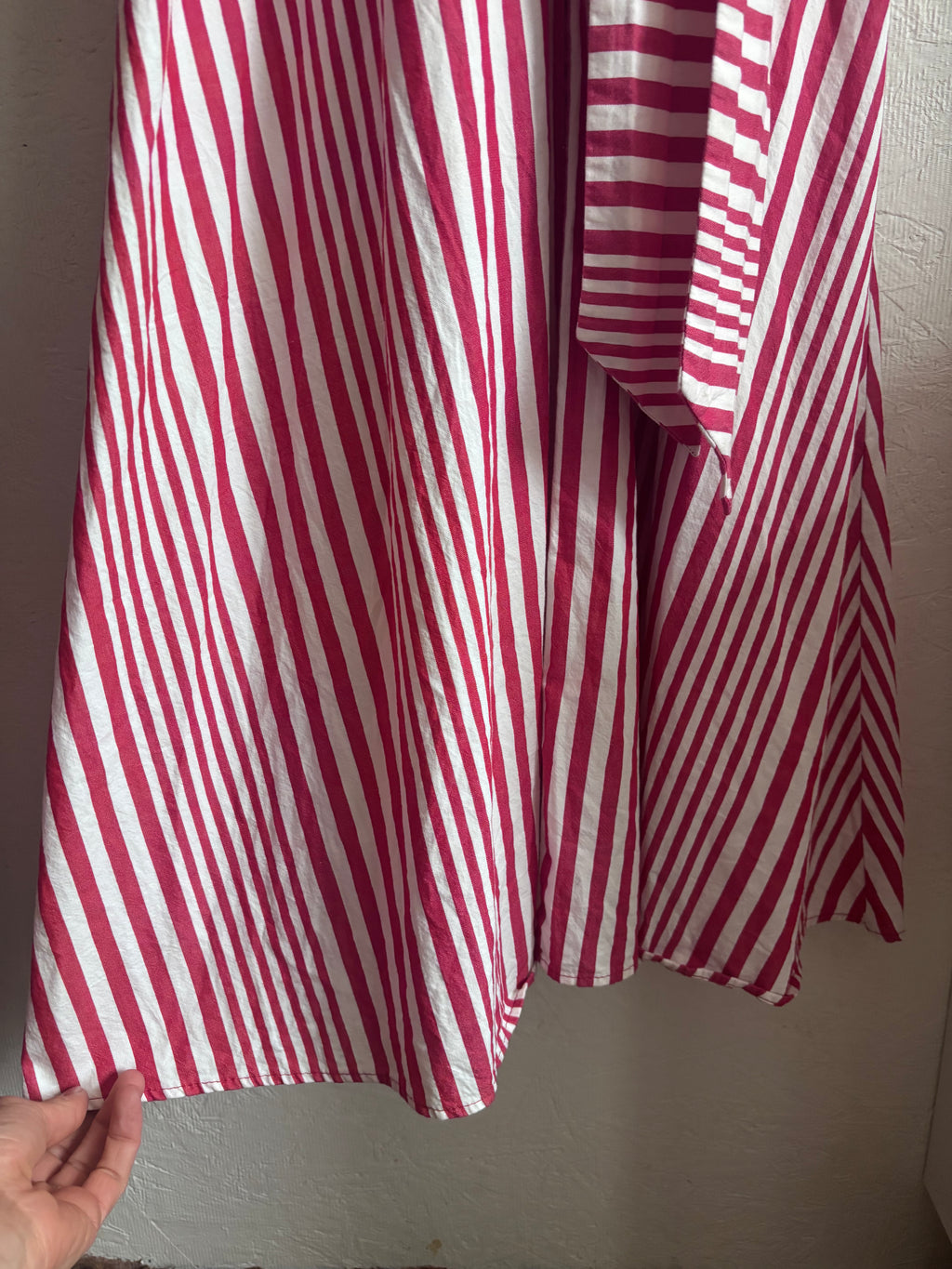 Zara 100% Cotton Red White Stripe Midi Maxi Button Down Collared Shirt Dress