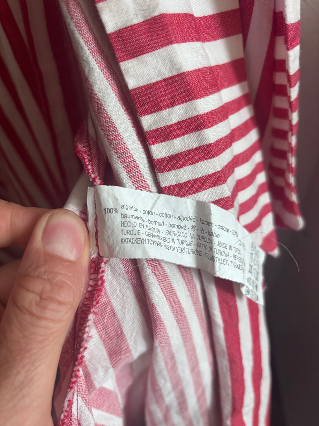 Zara 100% Cotton Red White Stripe Midi Maxi Button Down Collared Shirt Dress