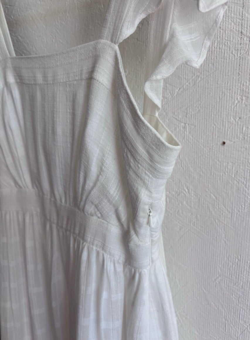 Ever New Melbourne 100% Cotton White Sleeveless Ruffle Lace Side Zip Midi Boho Dress