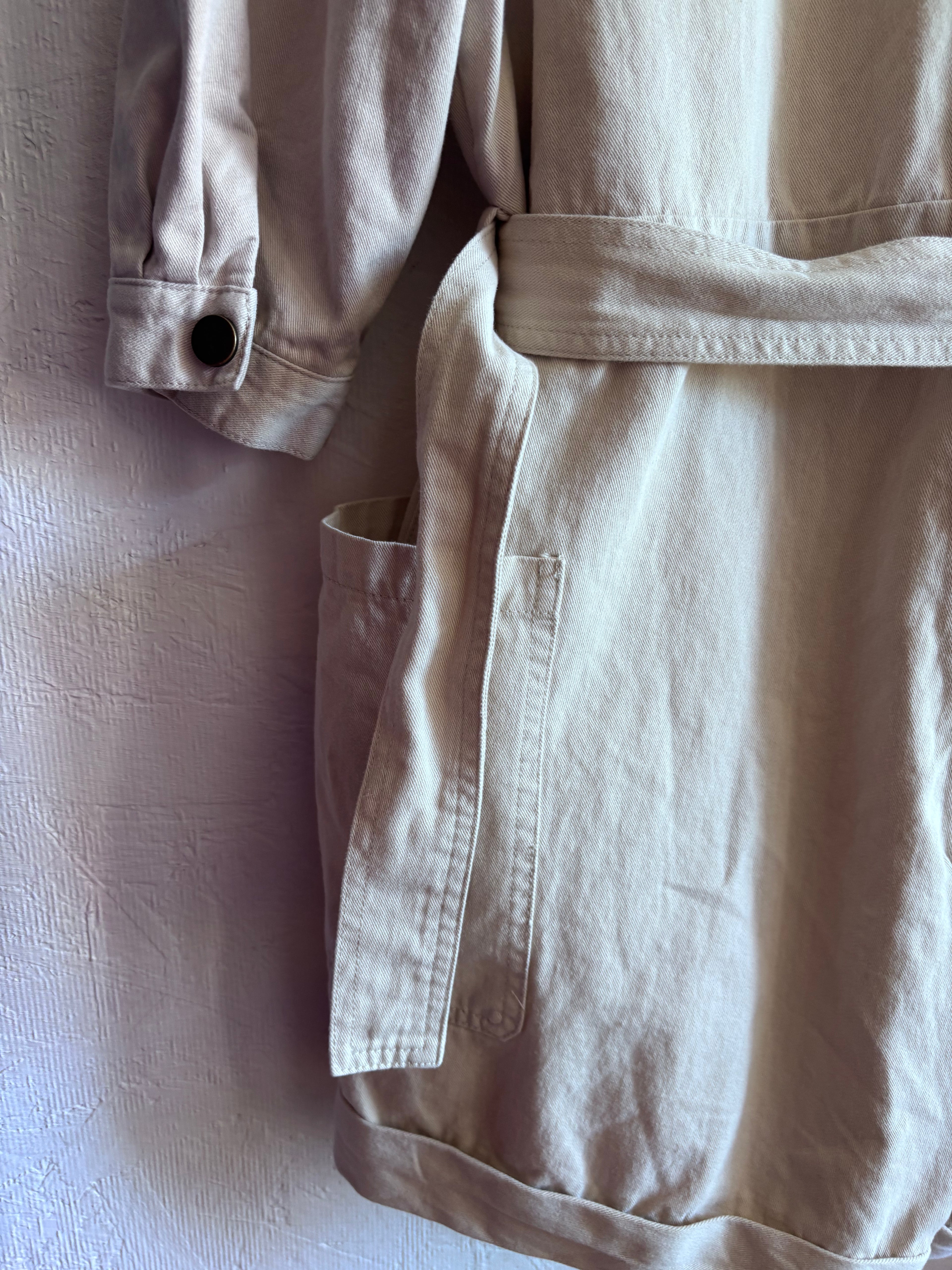 Brandless Cream Belted Button Down Oversized Utility Combat Shorts Playsuit