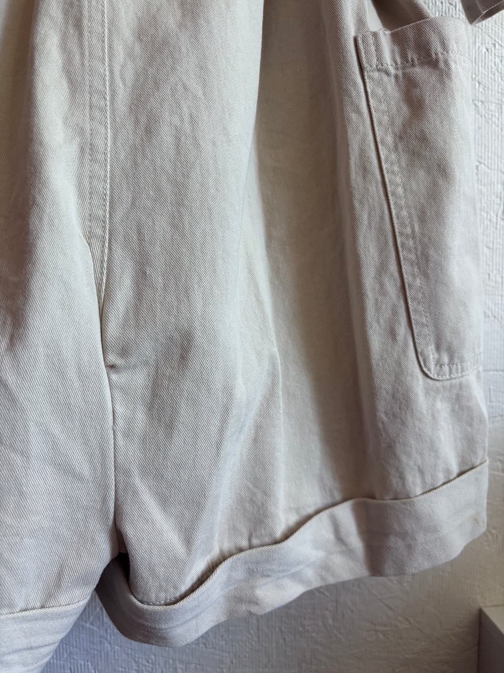 Brandless Cream Belted Button Down Oversized Utility Combat Shorts Playsuit