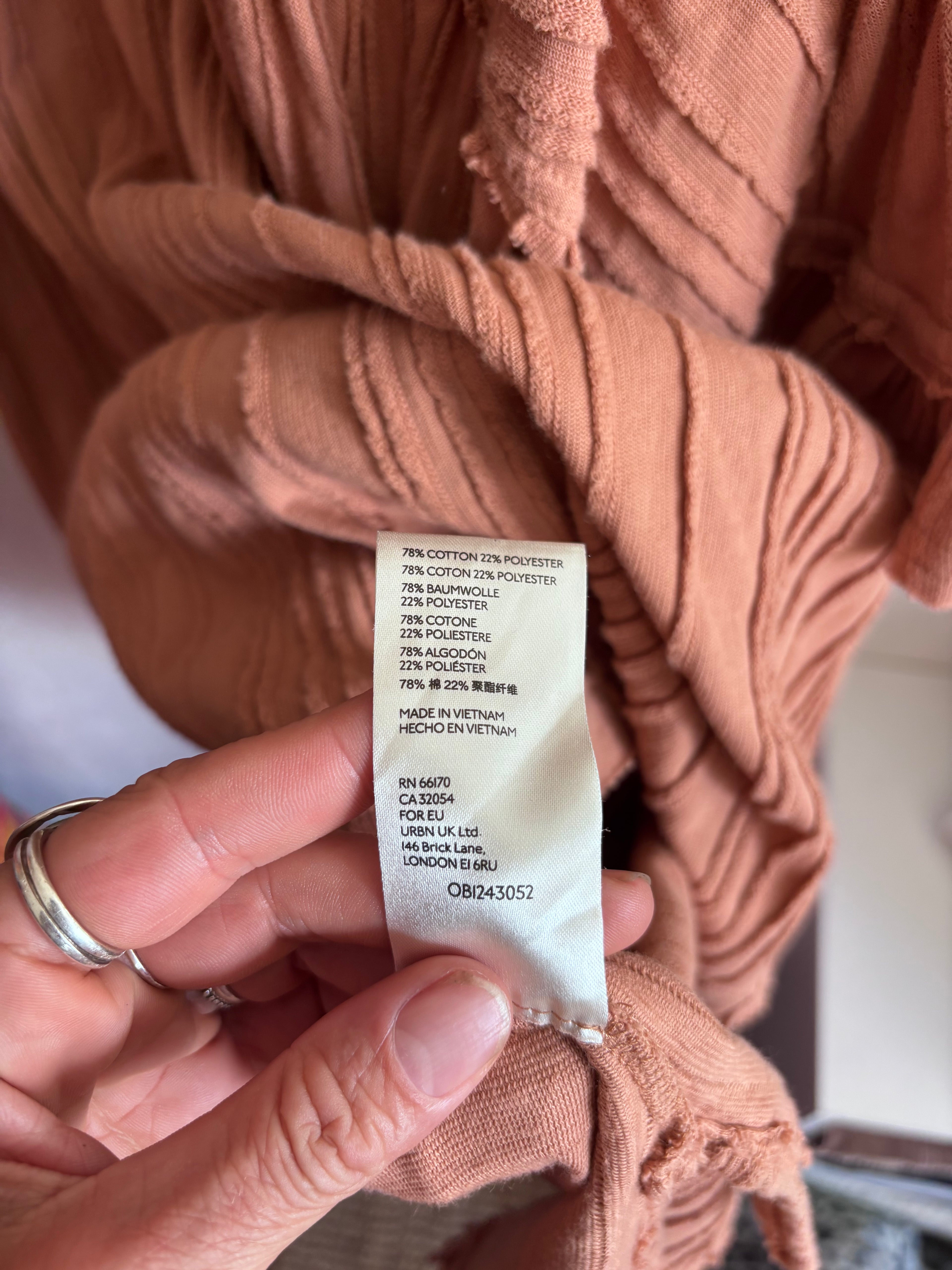 Free People Tan Terracotta Ribbed Cotton Blend Take A Spin Boho Oversized Tunic Dress