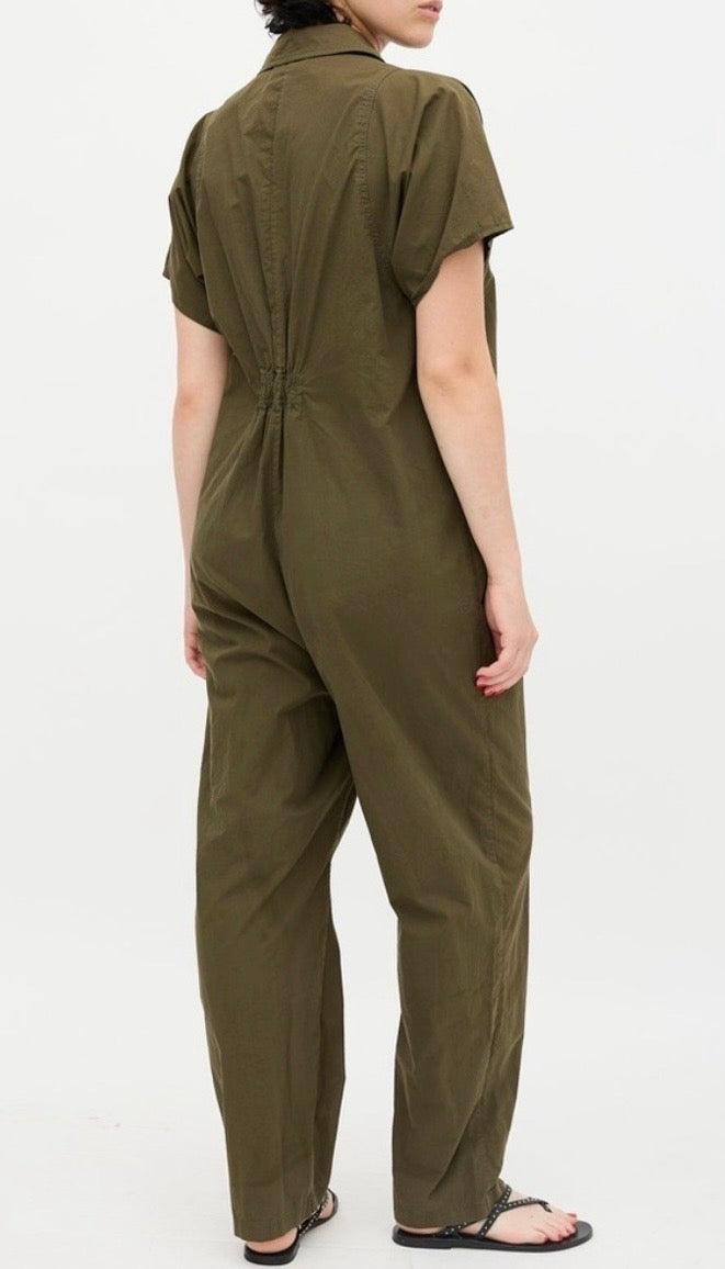 Rachel Comey Army Green Poplin Barrie Zip Up Boiler Suit Jumpsuit 100% Cotton Oversized Loose Fit