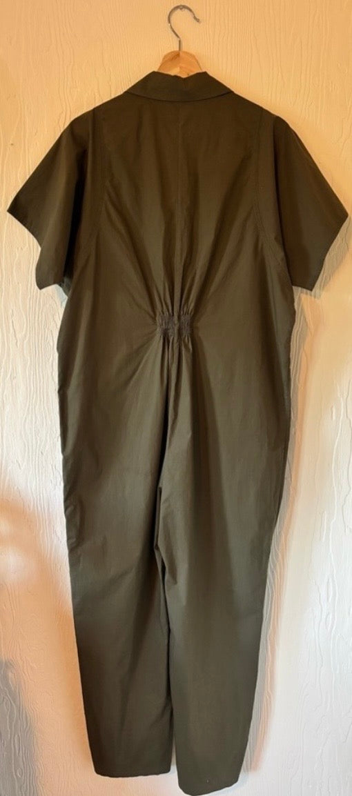 Rachel Comey Army Green Poplin Barrie Zip Up Boiler Suit Jumpsuit 100% Cotton Oversized Loose Fit