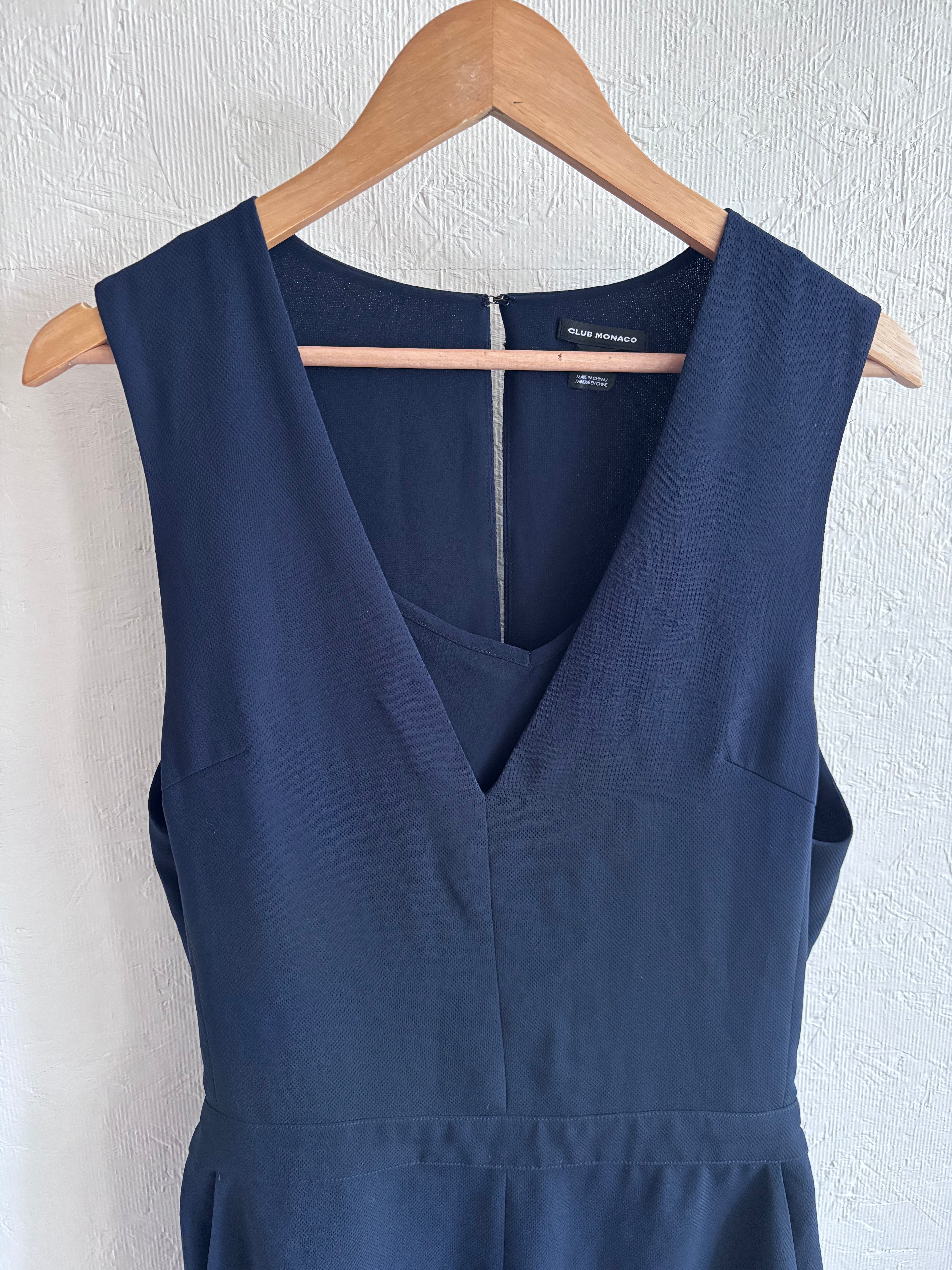 Club Monaco Navy Blue Crepe V Neck Sleeveless Romper Playsuit