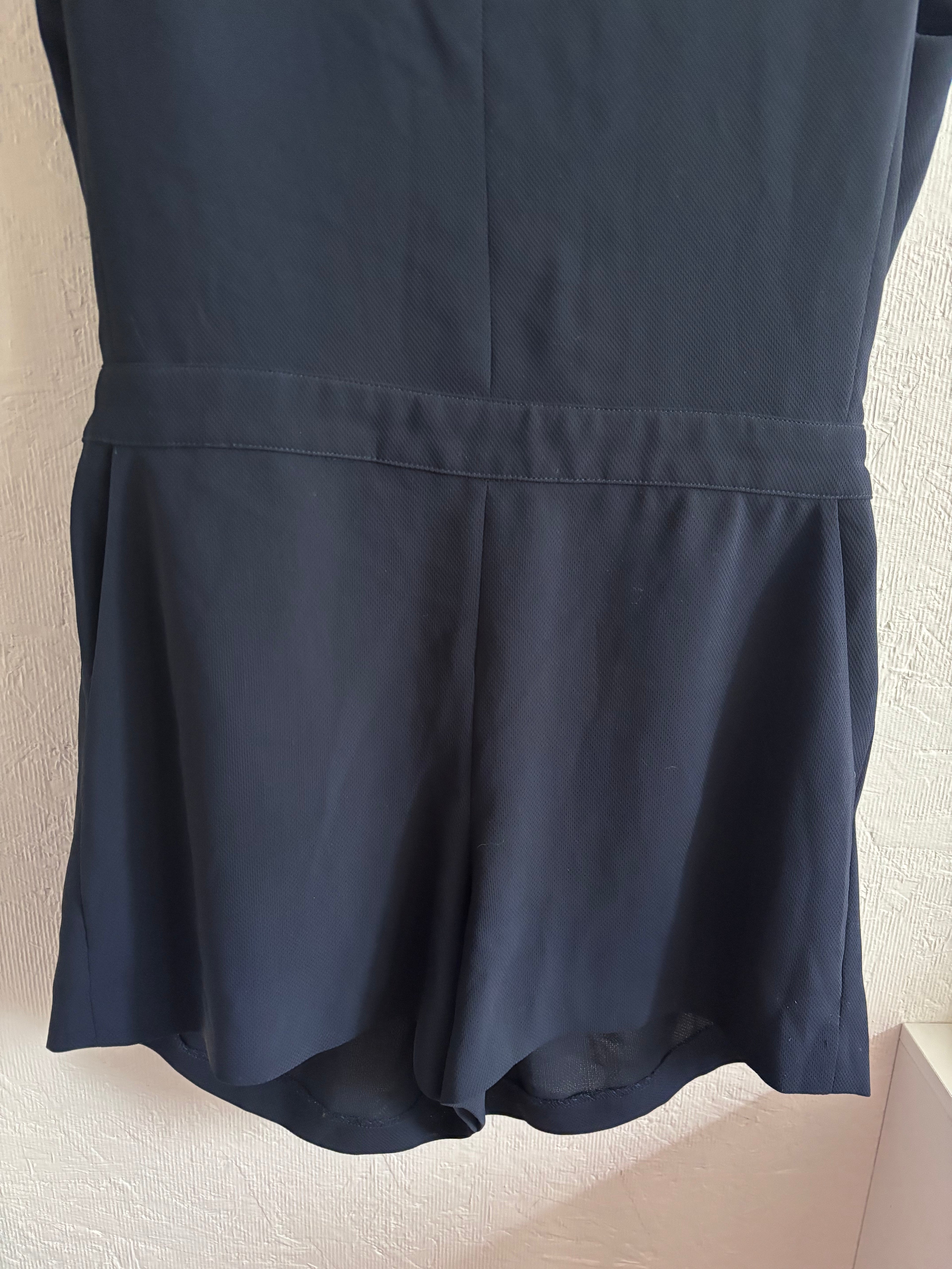 Club Monaco Navy Blue Crepe V Neck Sleeveless Romper Playsuit