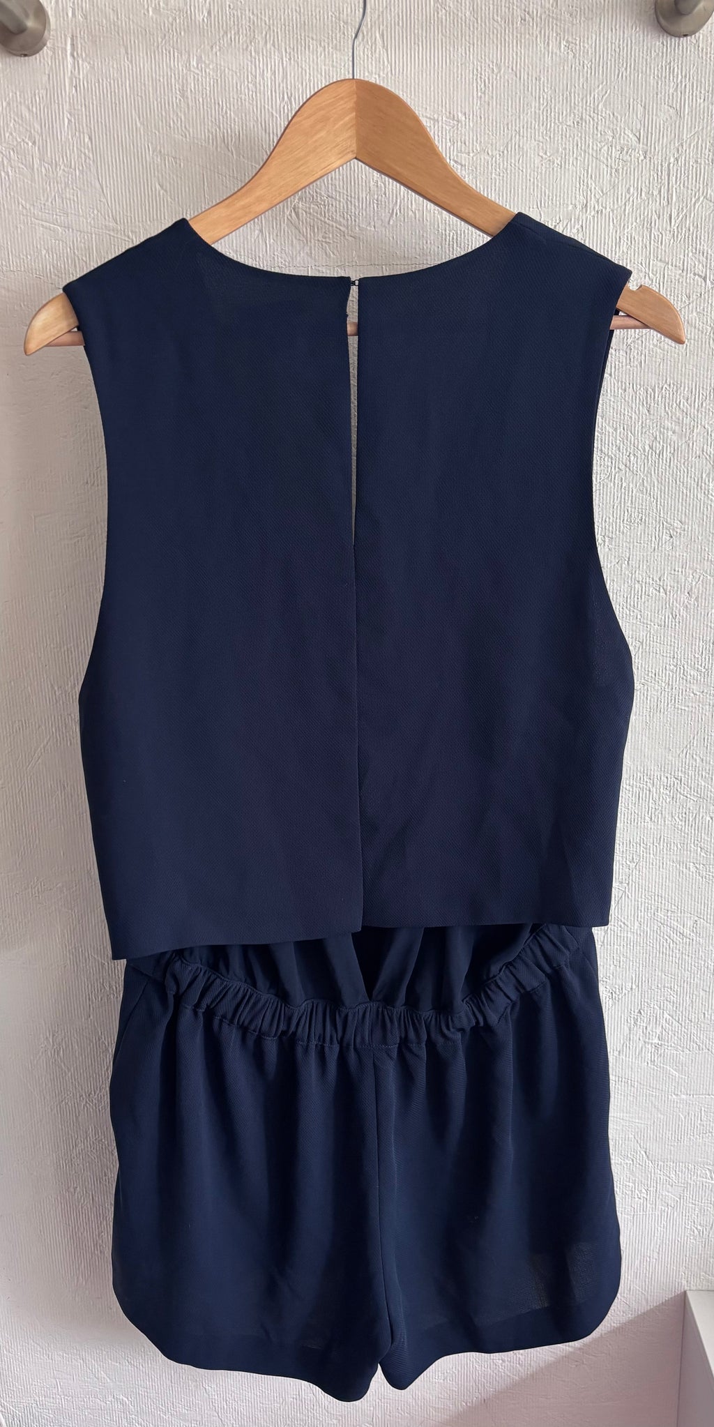 Club Monaco Navy Blue Crepe V Neck Sleeveless Romper Playsuit