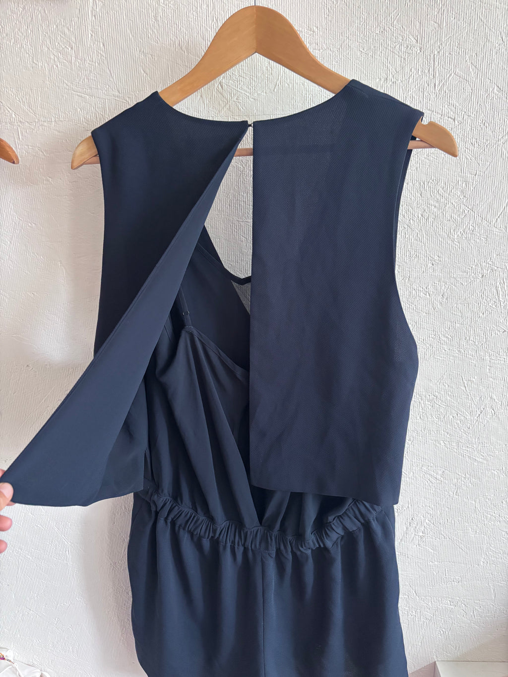 Club Monaco Navy Blue Crepe V Neck Sleeveless Romper Playsuit