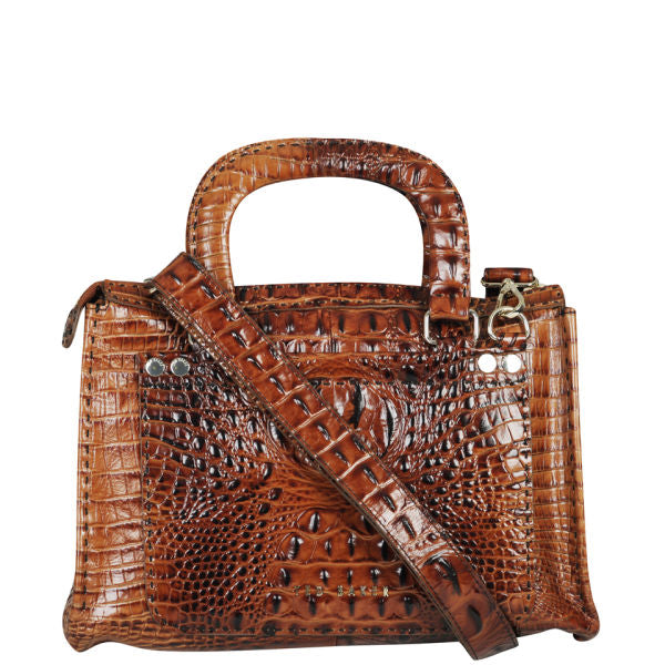 RARE Vintage Ted Baker Brown 100% Leather Crocodile Embossed Bag